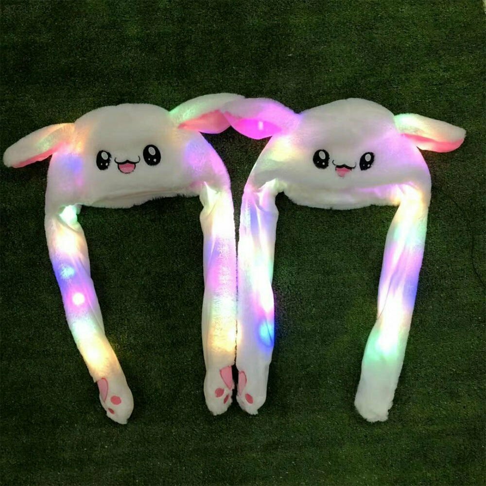 Bunny Hat Light Up Cute Plush Rabbit Hat Moving Ears with LED Light Gift US