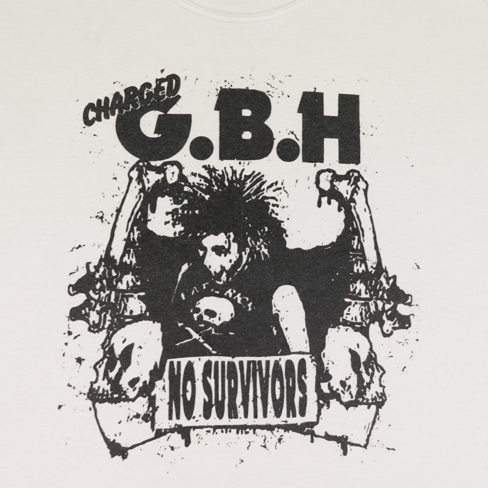 Vintage Charged GBH Shirt Mens Large White No Survivors Punk Rock Band Tee Y2K ^