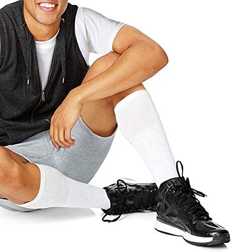 3-12 Pairs Mens Athletic Sports Solid Mid Calf Cotton Long Tube Socks Size 9-15