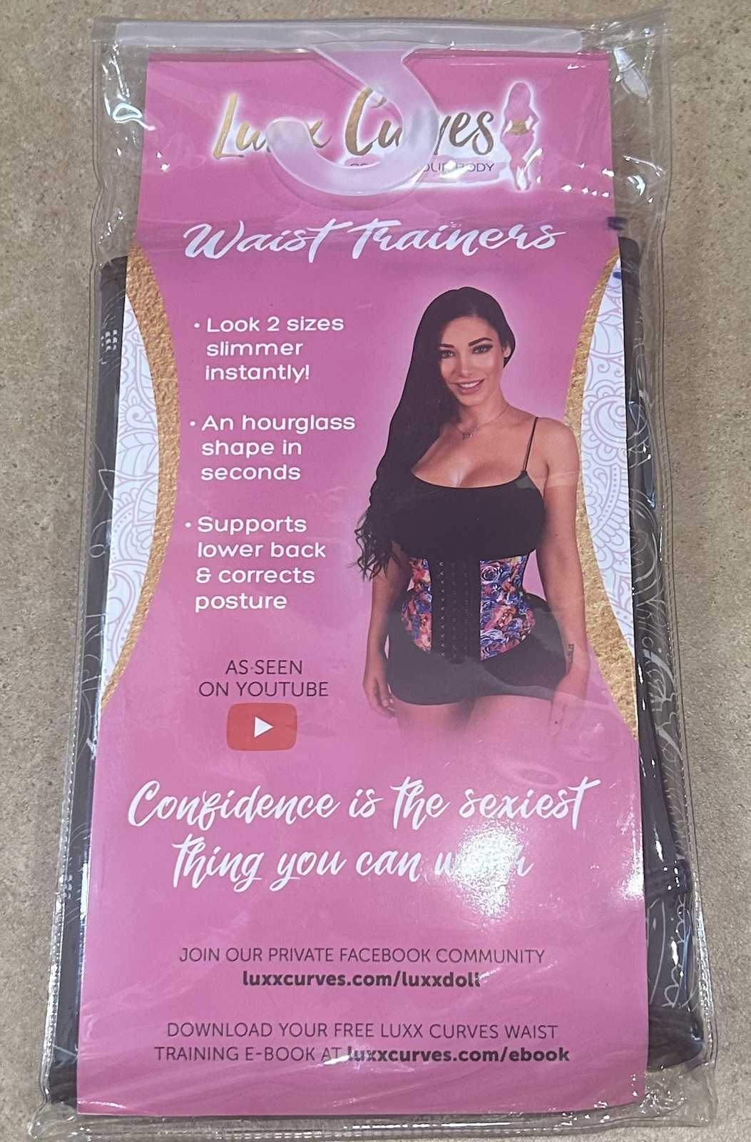 NWT Luxx Curves Waist Trainer, Size small, Short Torso, Black Paisley