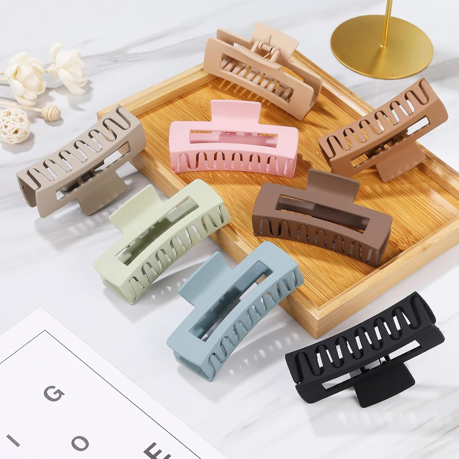 8 Pcs Large Hair Claw Clips 4.1 Inch Non-Slip Big Square Matte Claws for Women,