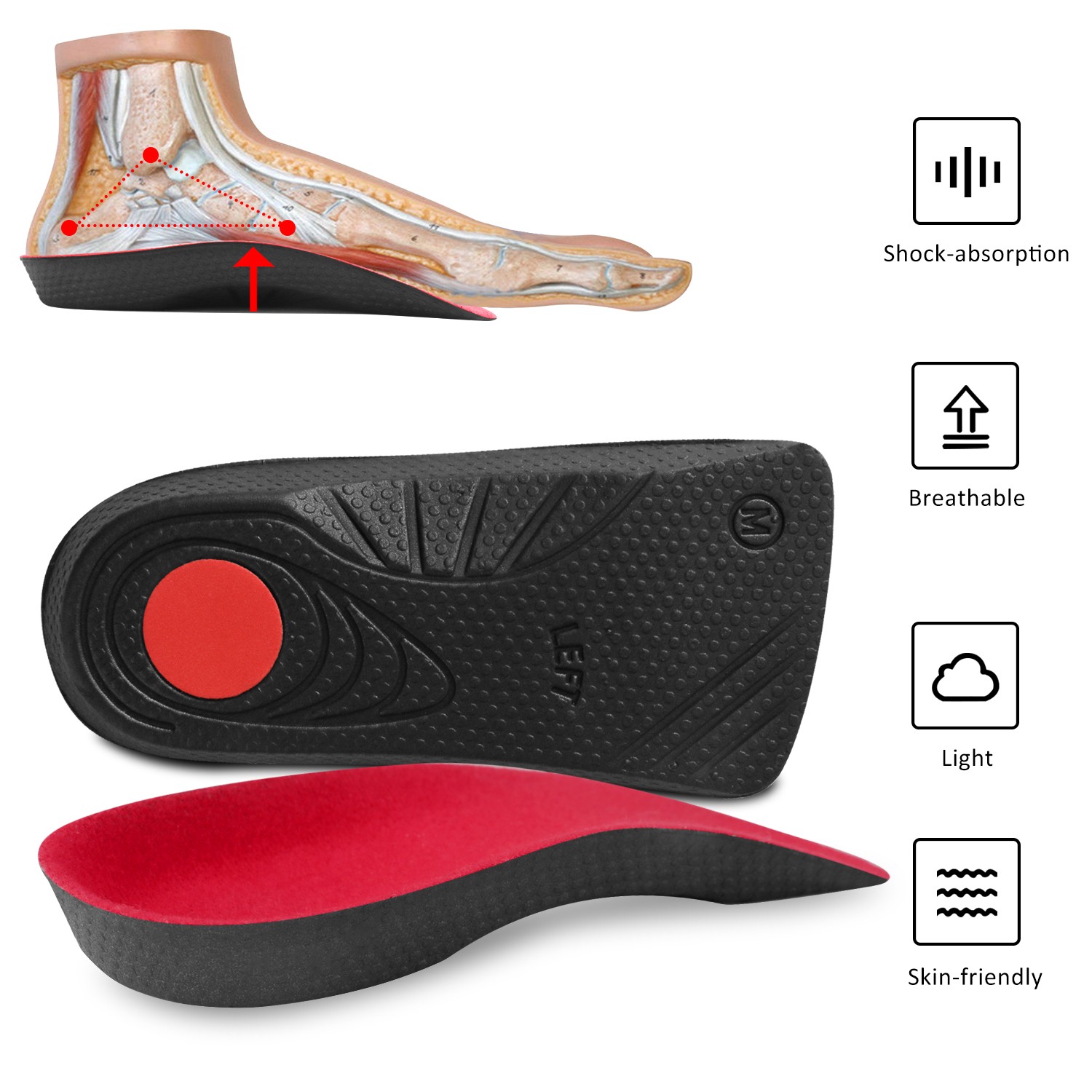 Orthotic Shoe Insoles Inserts Flat Feet High Arch Support Plantar Fasciitis