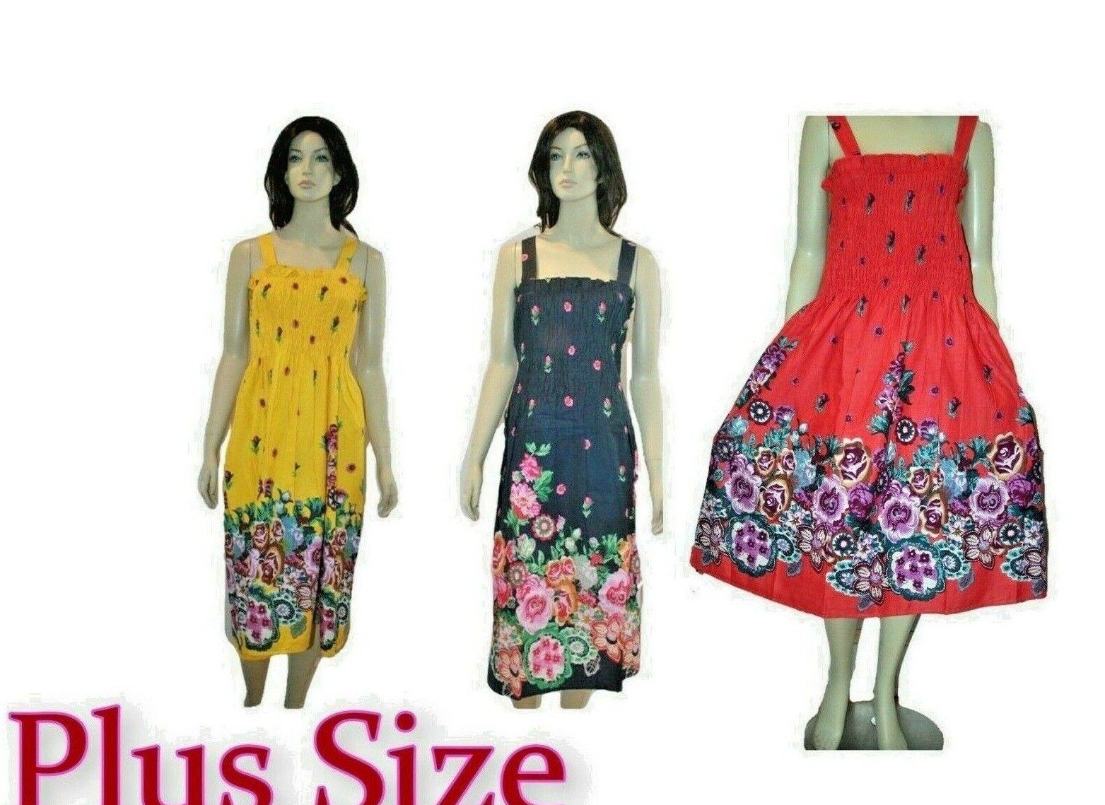Plus Size Women’s Sundress Beachwear Floral Print Smock S M L 1X 2X 3X 4X