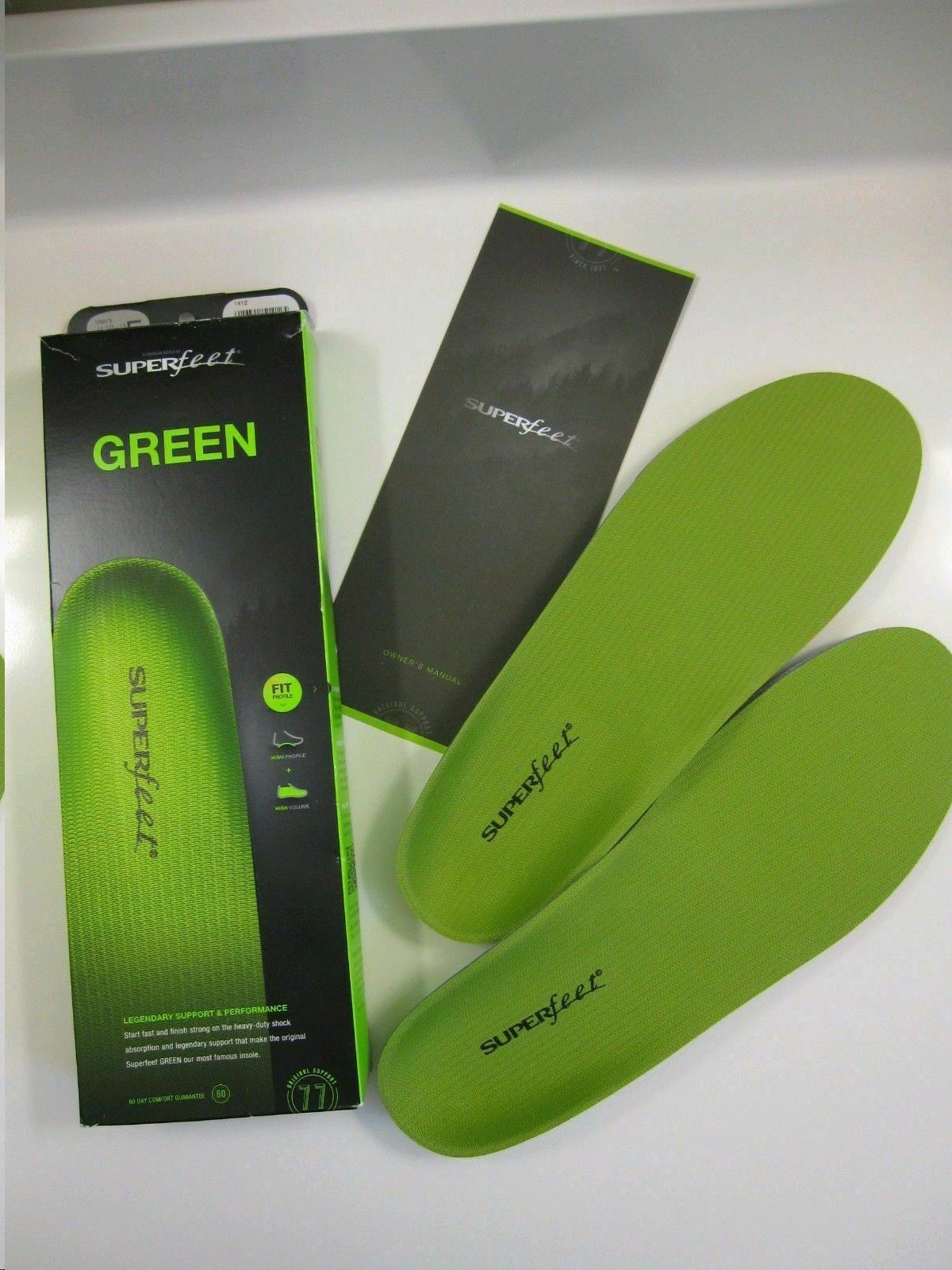 NEW SUPERFEET Premium Green Insoles Inserts Orthotics Brand New In Box C D E F