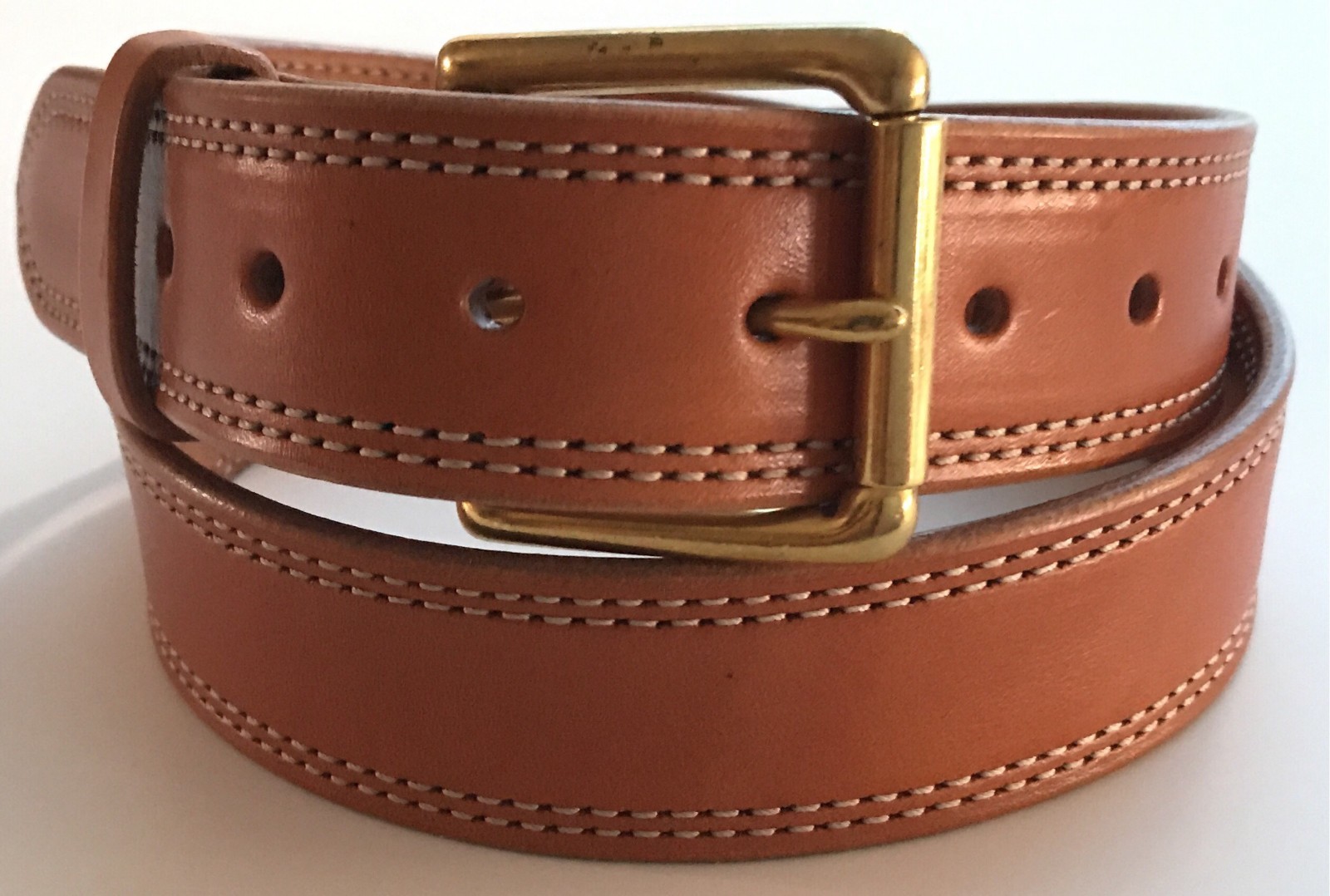 AMISH MADE WICKETT & CRAIG 1.5″ STITCHED REAL LEATHER WORK GUN HOLSTER BELT USA