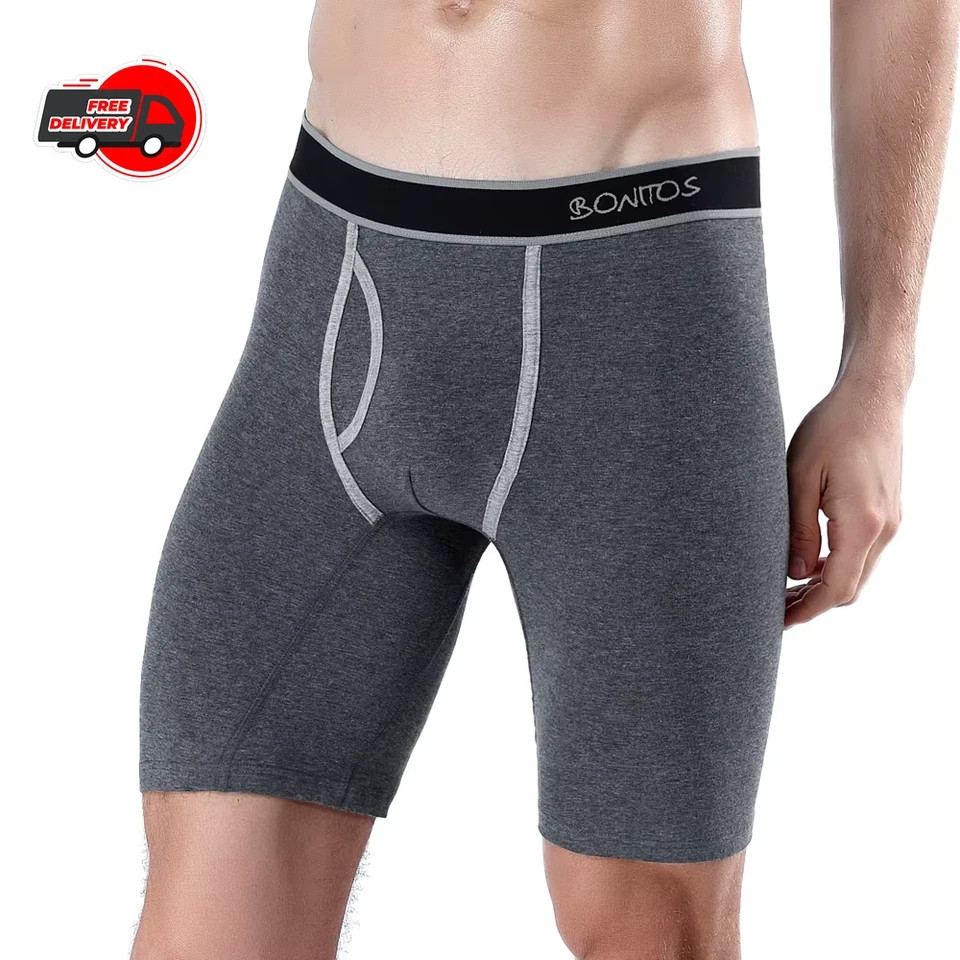 Men’s Long Leg Cotton Boxer Shorts Soft Stretch Breathable Premium Underwear