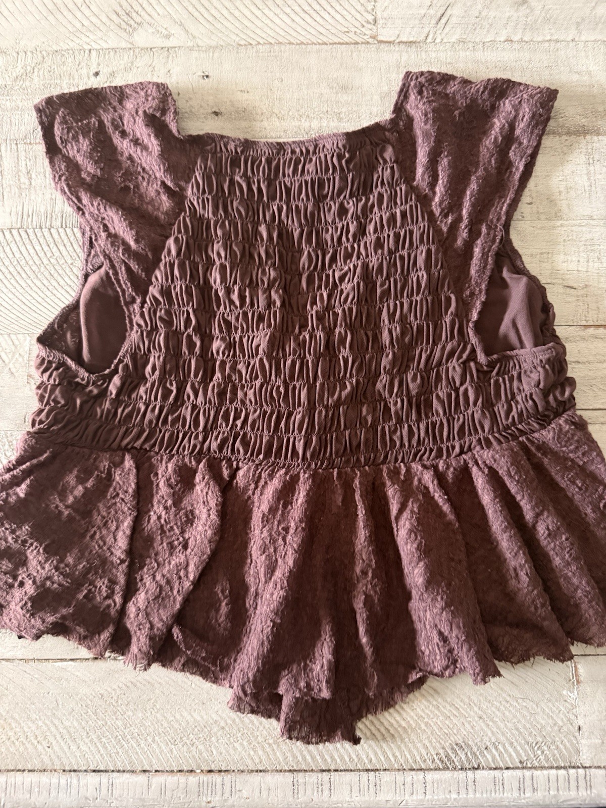 Urban Outfitters Lace Smocked Tie-Front V-Neck Cap Sleeve Blouse M