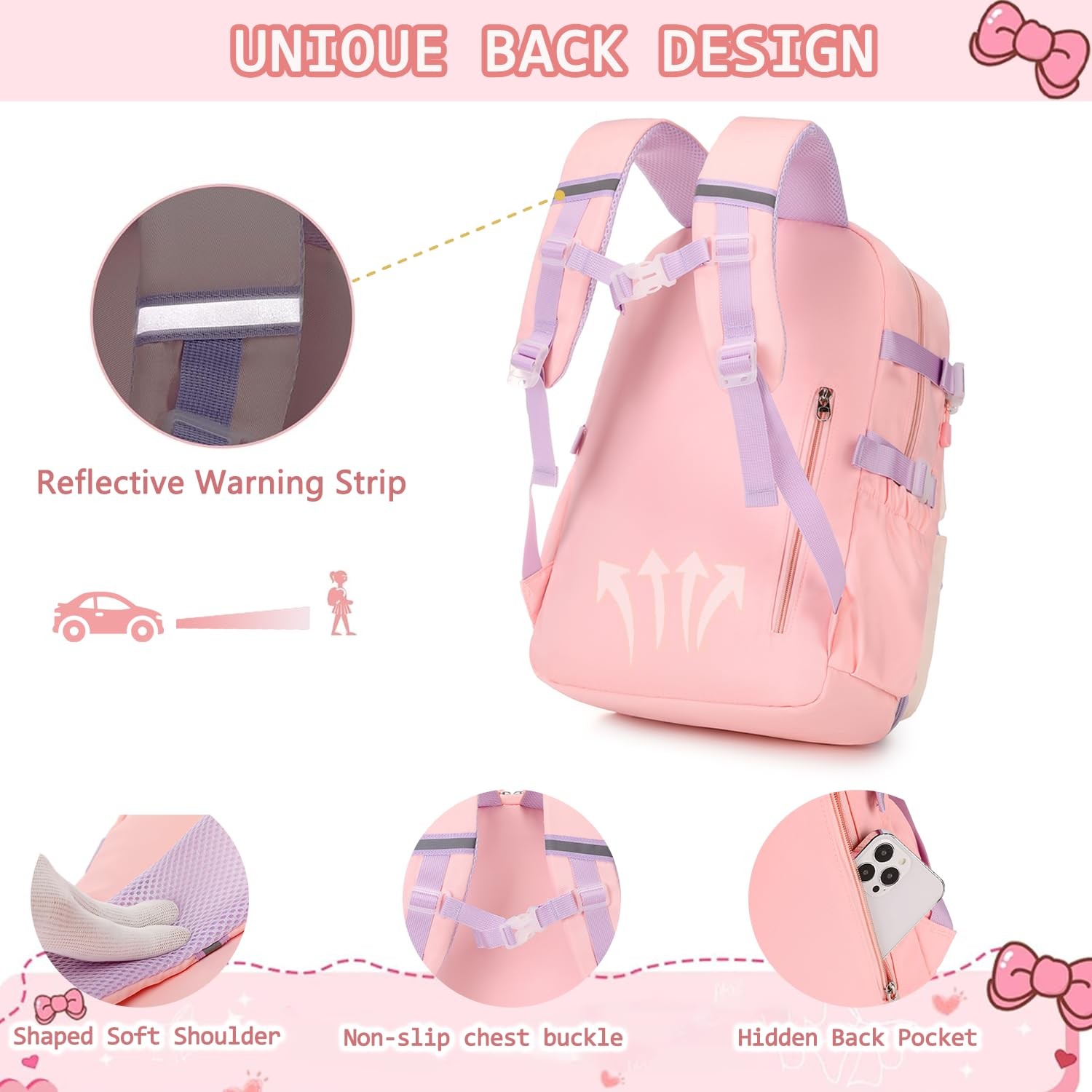 Kawaii Cute Bunny Backpack Set with Lunch Box & Pencil Case for Girls School