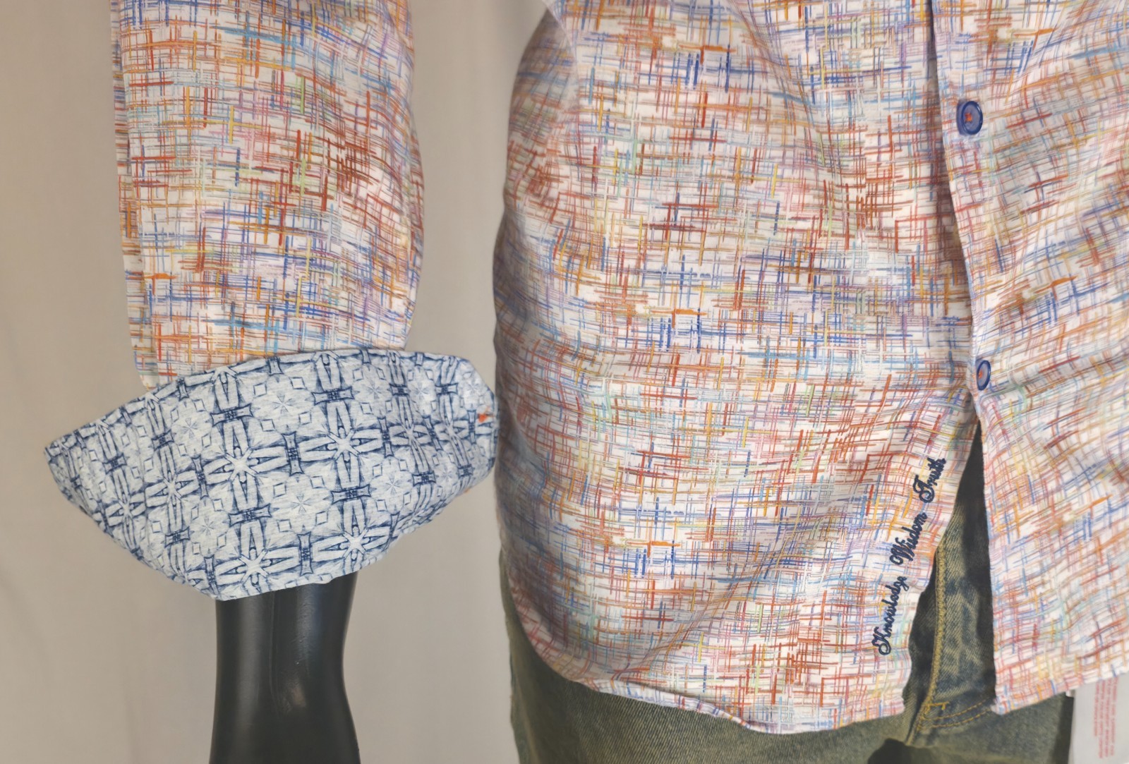☀️ Robert Graham “Antalya” XL shirt with multicolor cross-hatched pattern ☀️