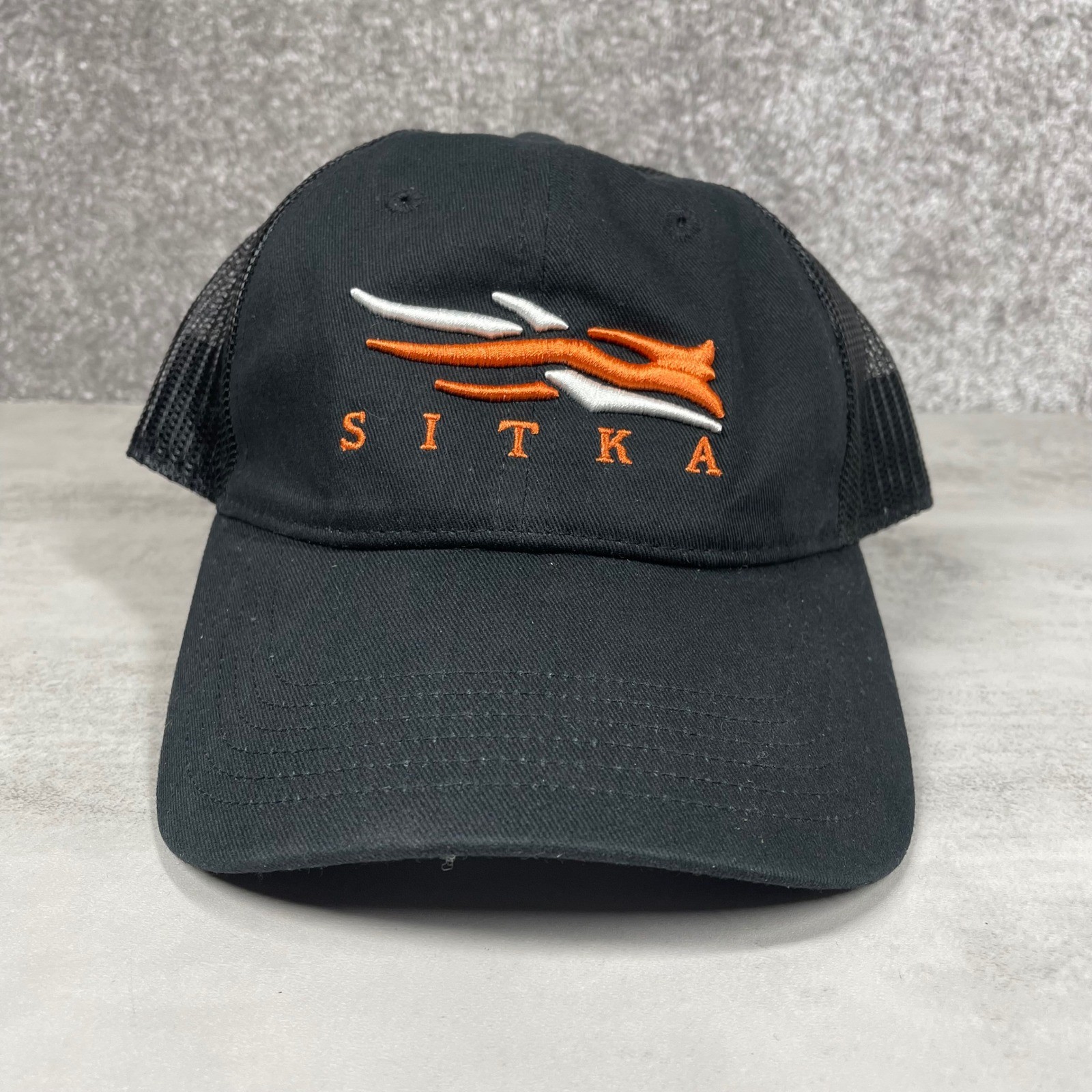 Sitka Hat Trucker Snapback Cap Embroidered Logo Lo Pro Black Orange
