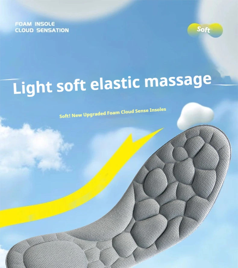 5D Insoles for Shoes Men Outdoor Running Sports Insole Feet Memory foam Shock Ab