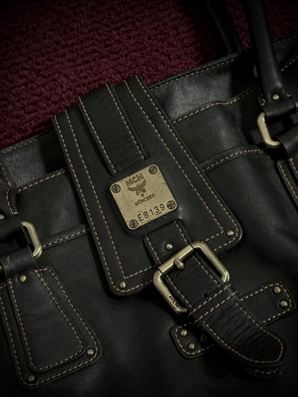 MCM MUNCHEN Leather Vintage Germany Dark Black