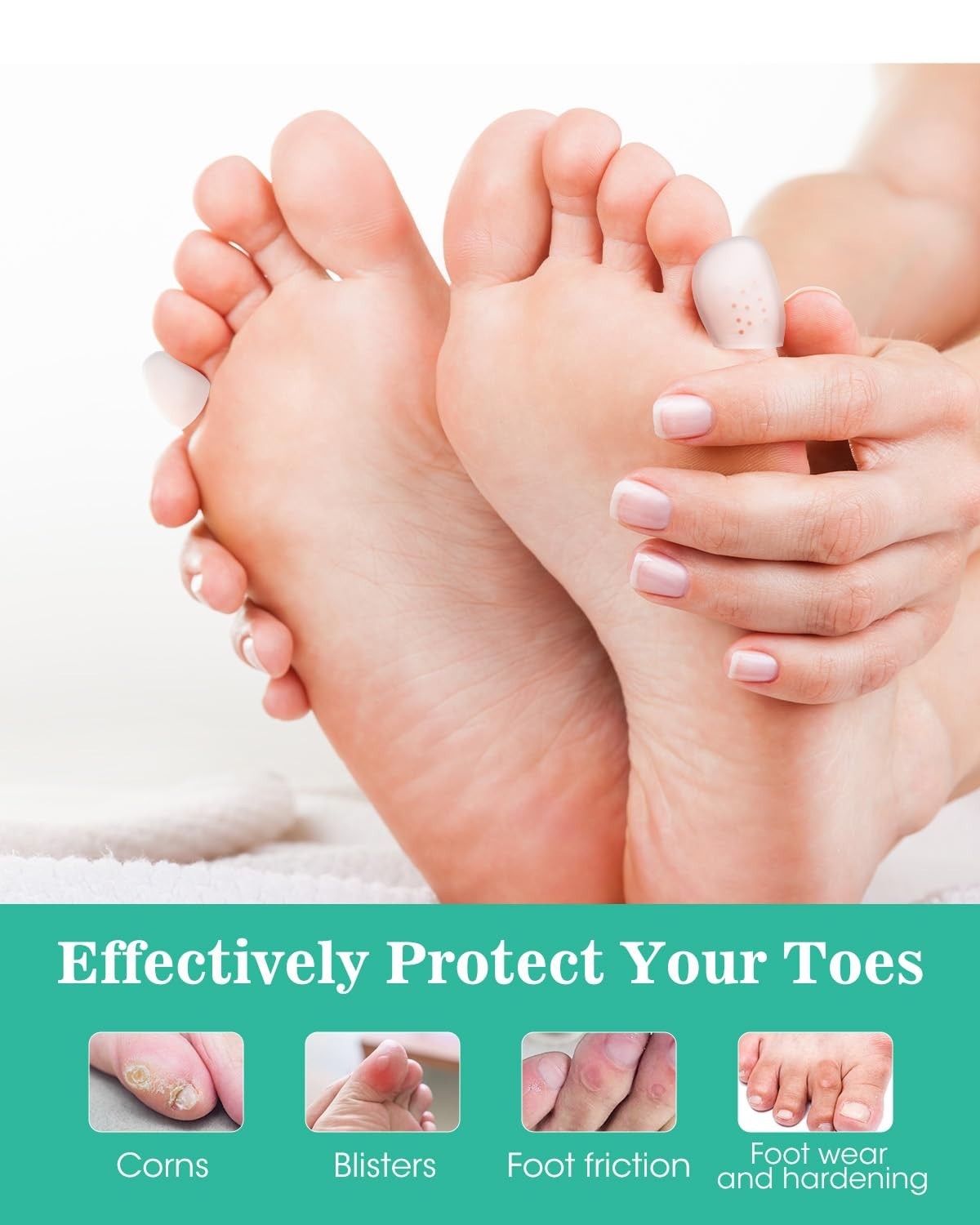 18 Pack Silicone Toe Protectors – Gel Anti-Friction Caps & Sleeves, Soft Cushion