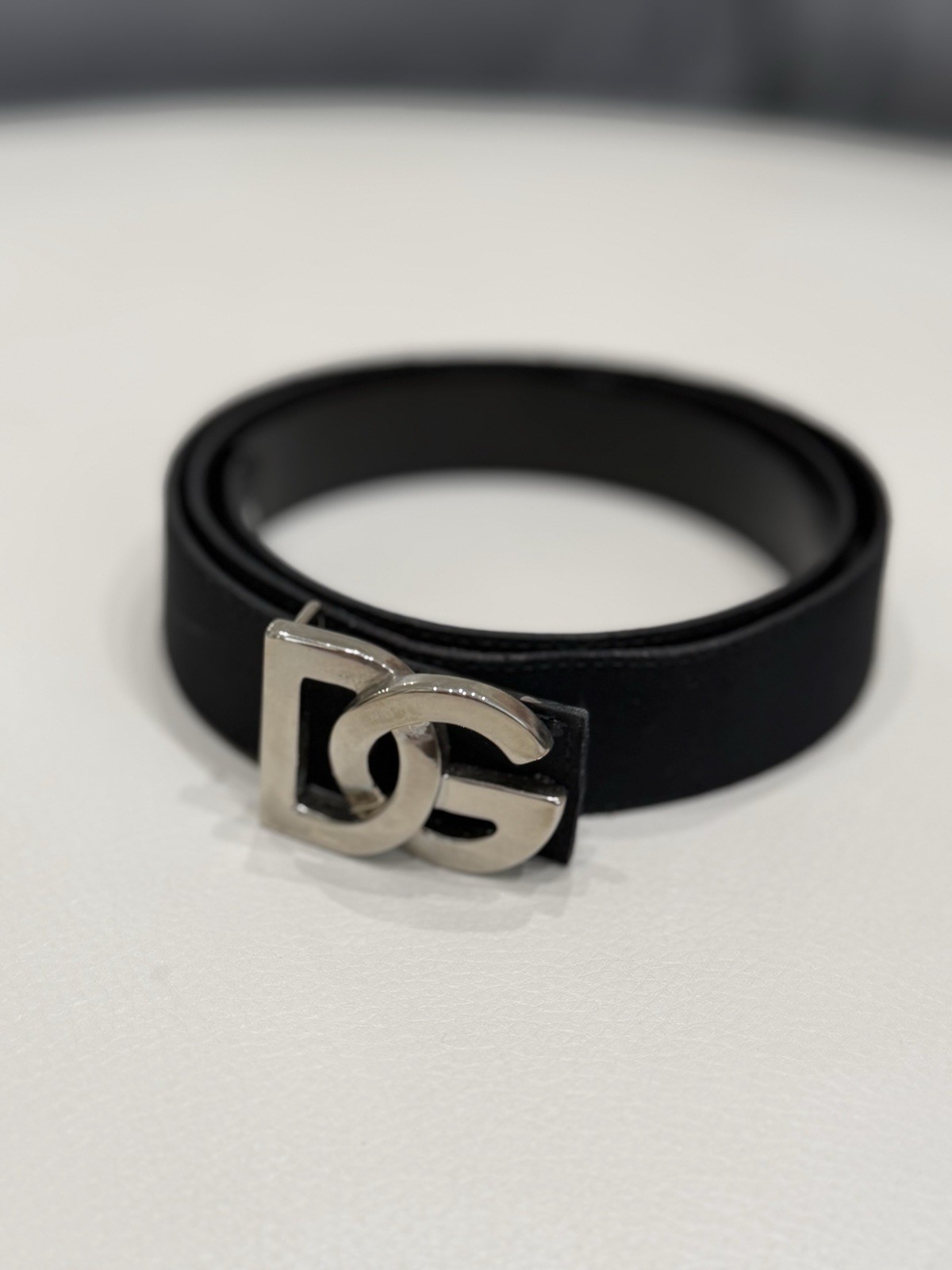 Dolce & Gabbana Women’s Black DG Logo Buckle Leather Belt Size 70cm/28in