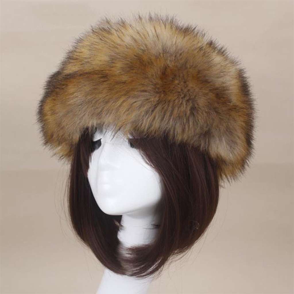 Womens Winter Russian Fluffy Faux Fur Headband Hat Thick Ear Warm Snow Ski Cap