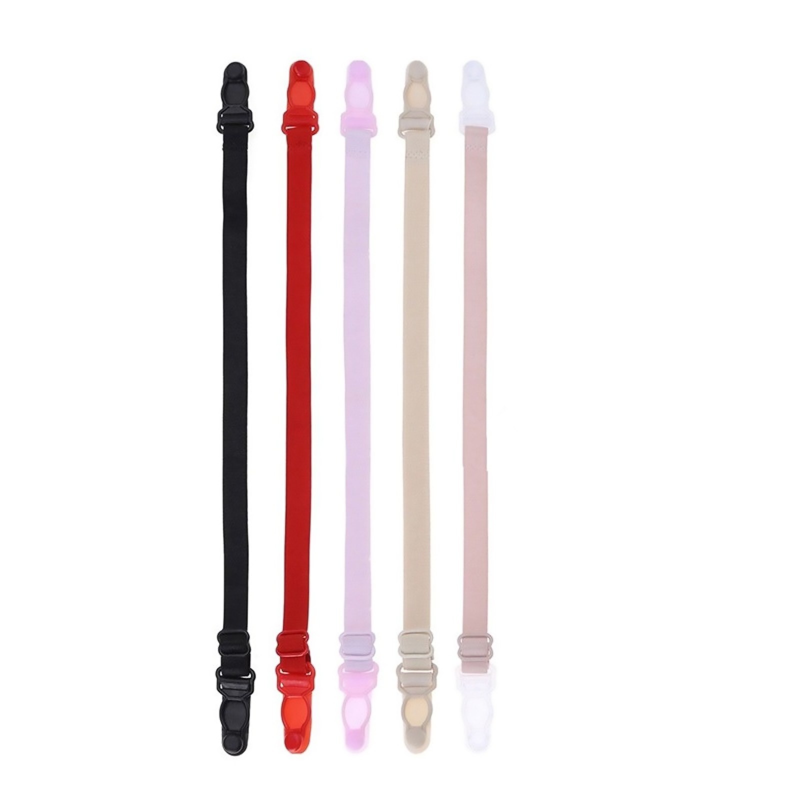 5pcs Women Elastic Band Non-Slip Adjustable Bra Straps Holder with Clip D