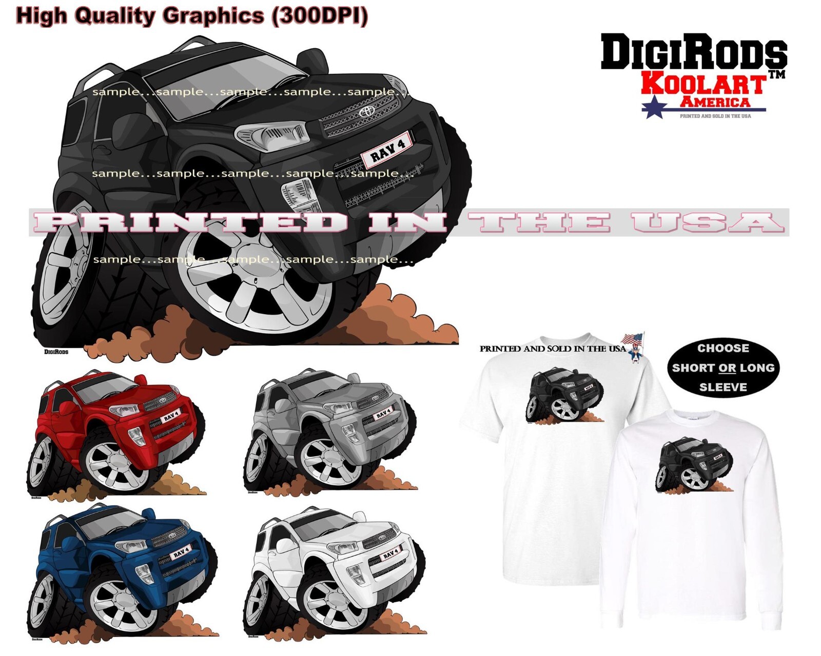 DigiRods Toyota RAV4 RAV 4 SUV 4×4 Model Koolart Cartoon Car T Shirt S-5X