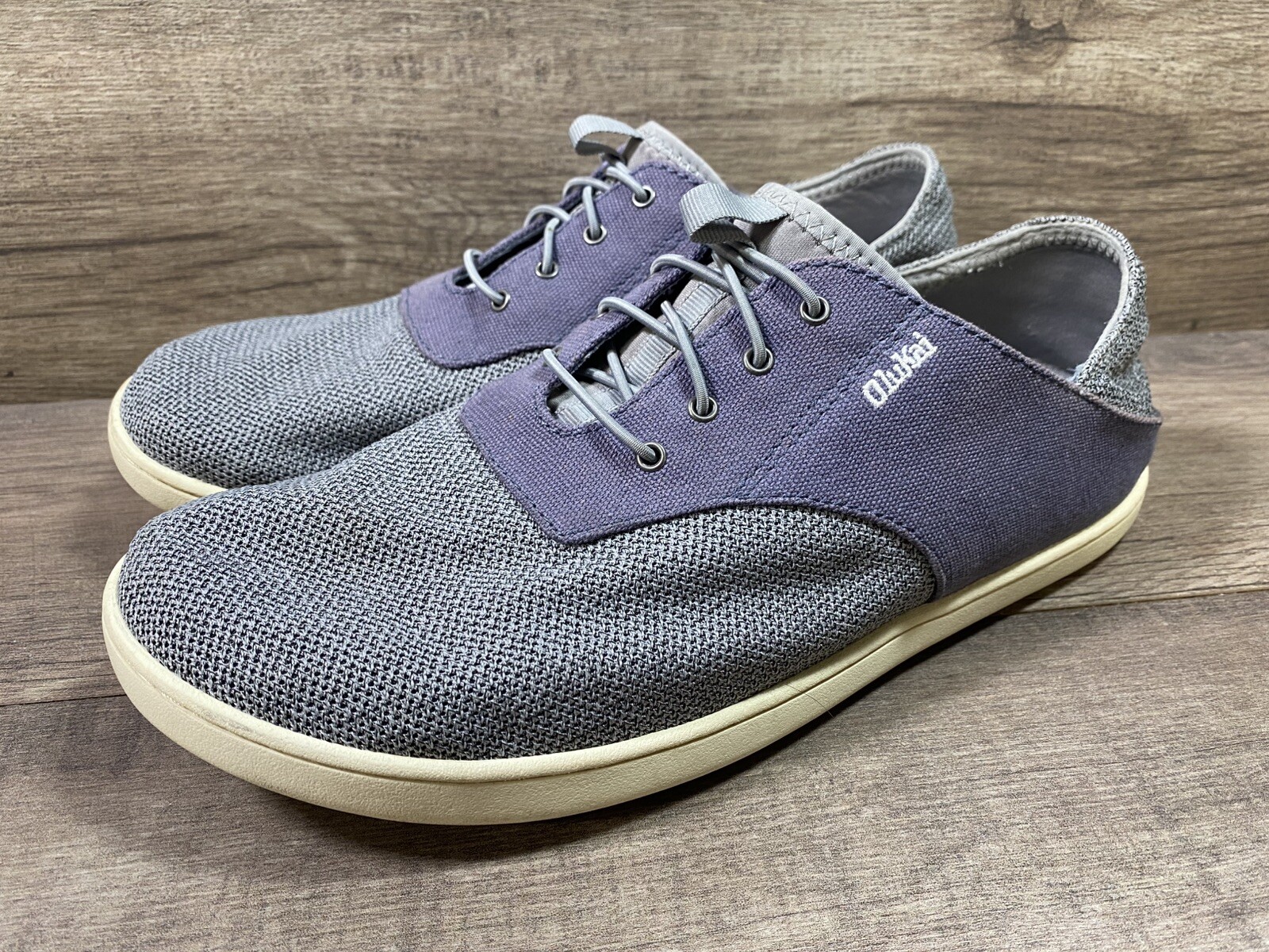 Olukai Nohea Moku Mesh Casual Comfort Sneakers Shoes Beach Gray Mens Size 9