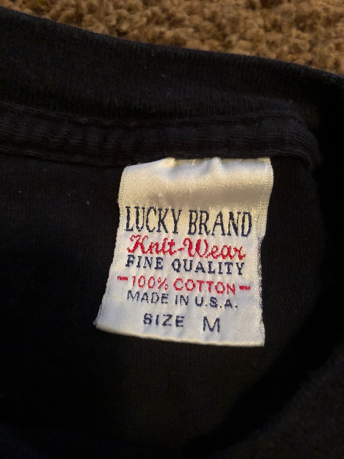 Vintage 90s Lucky Brand Jeans T Shirt Knit Wear Fine Quality USA Made Medium