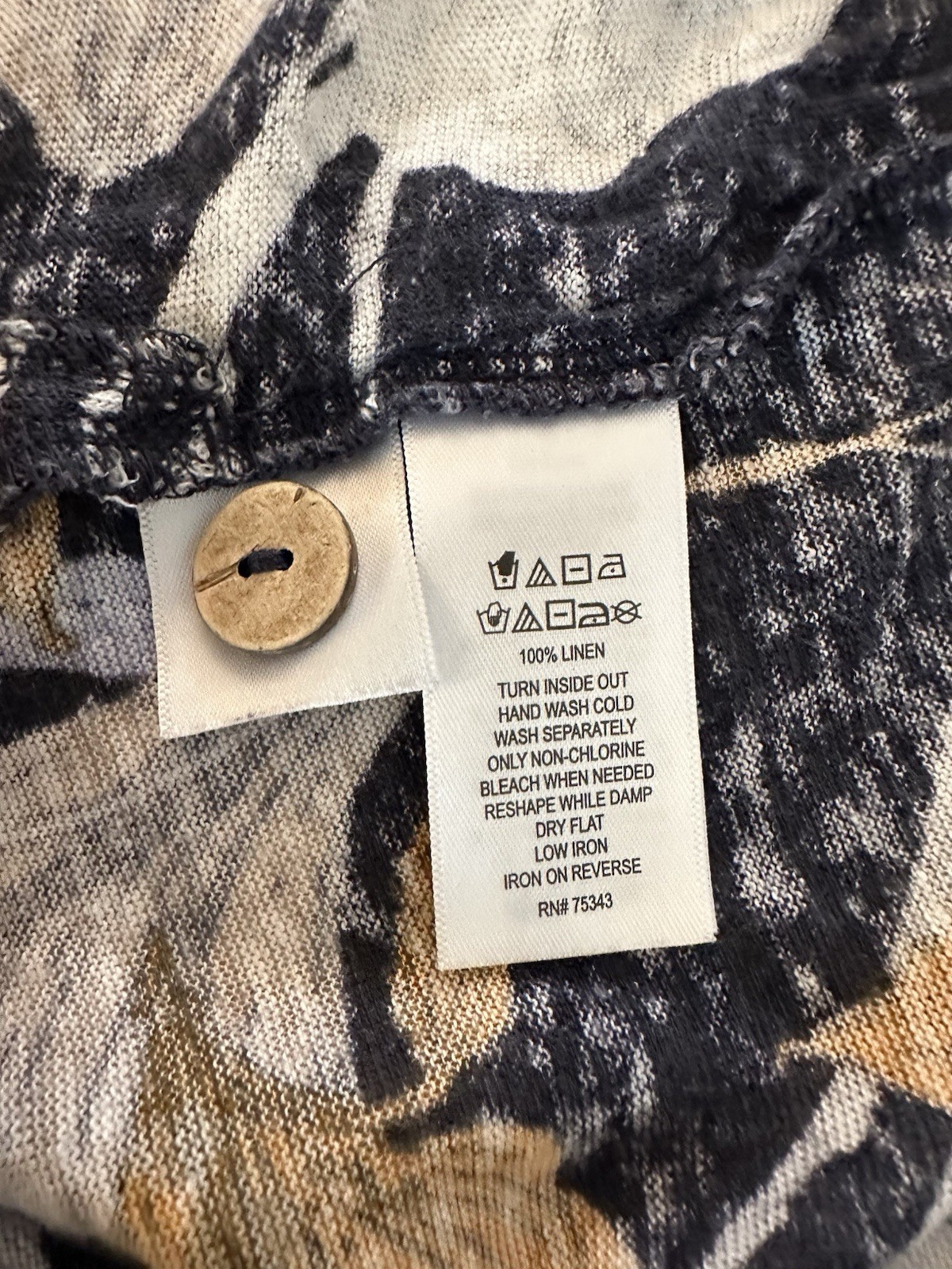 Cynthia Rowley Linen Blue Iris Pattern Loose Fit Top Size Lg