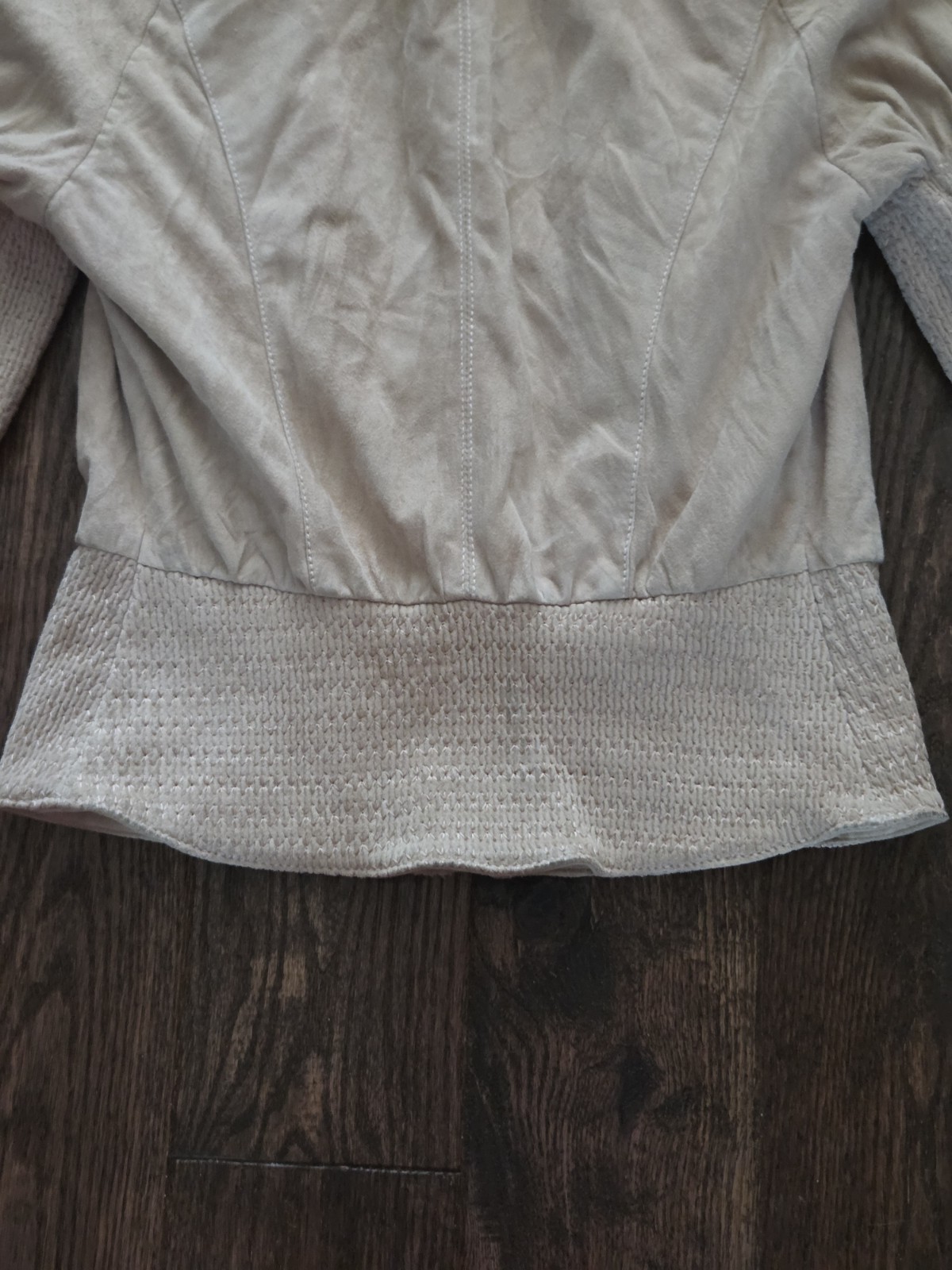🩷Balenciaga Paris Nude Blush Suede Leather Jacket Smocked Knit Trim Ghesquiere