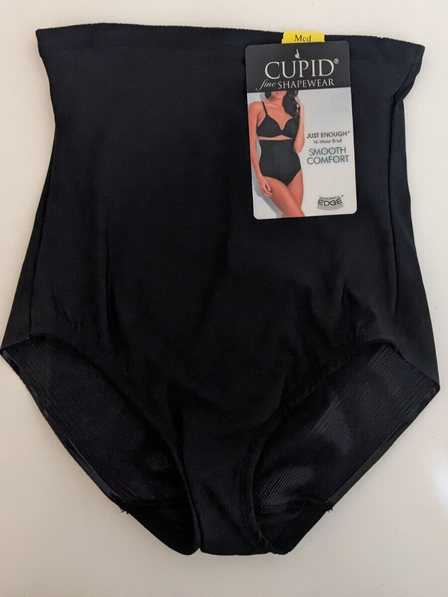 Cupid Fine Women’s Shapewear Hi-Waist Stomach Control Brief Size Medium Black