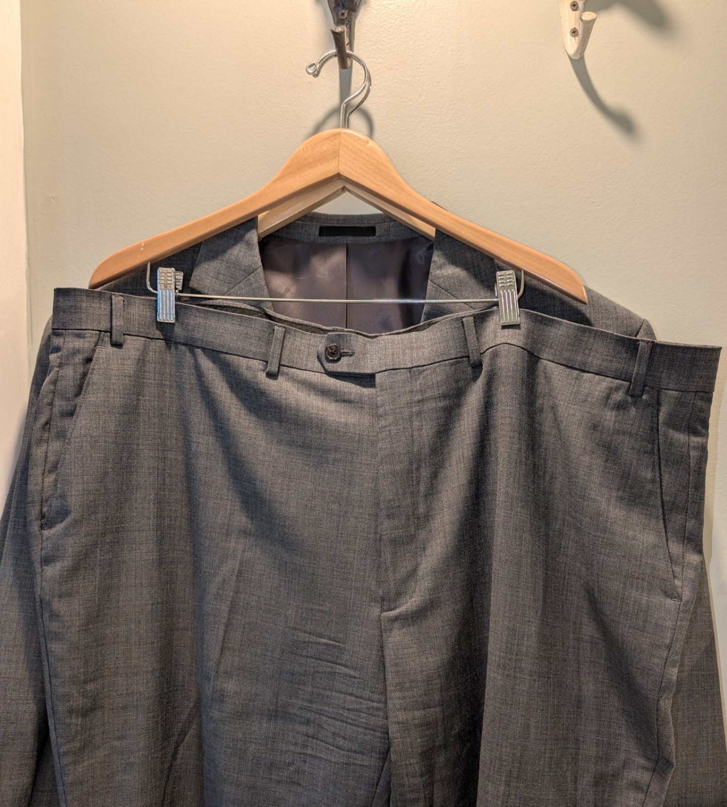 Lauren Ralph Lauren Suit Mens 52R Pant 48×28 Gray Stretch Wool Black Label