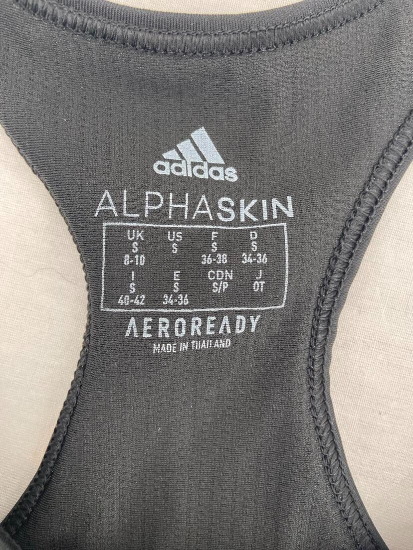 NEW Adidas Black Aeroready Alphaskin Racerback Elastic Band Sports Bra Women’s S