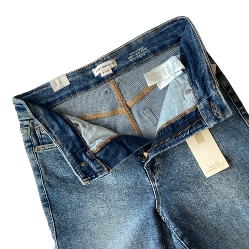 Good American Good Legs Crop Mini Boot Jeans Skinny Fit Womens 4 Indigo 917 NWT