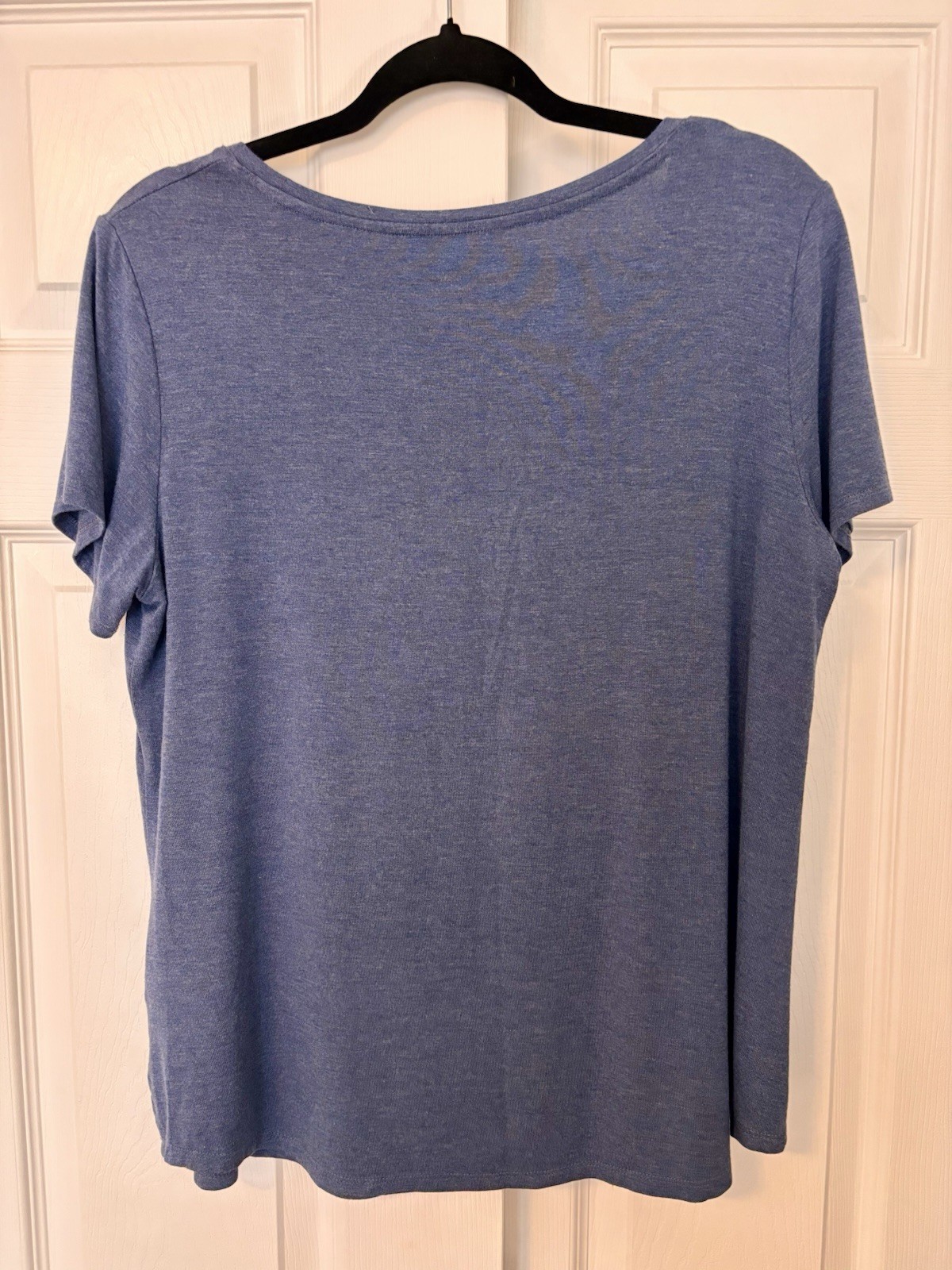 Denver Hayes Blue Heathered Relaxed Tee Shirt Women’s Size Large Scoop Neck EUC