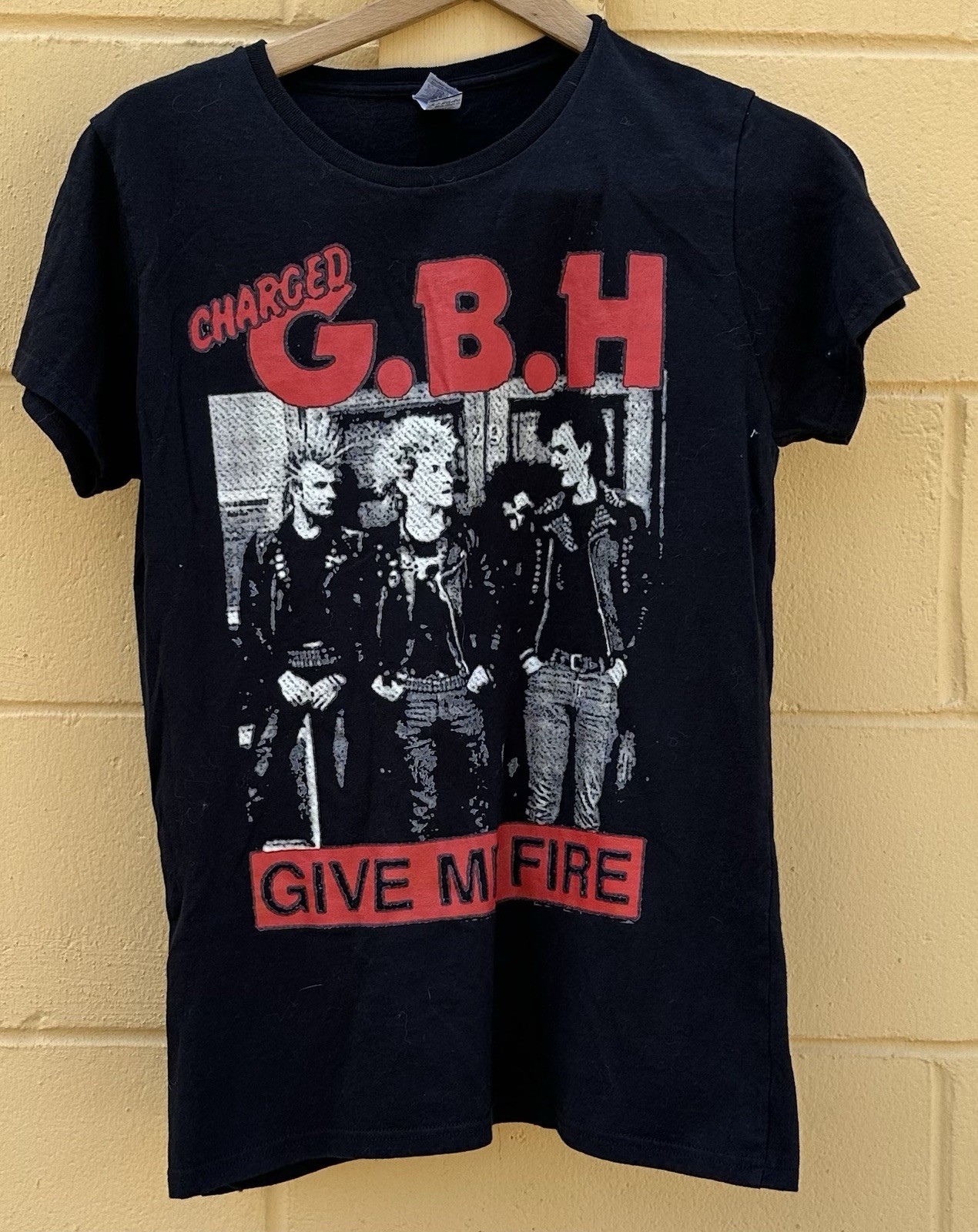 GBH Punk Band Ladie’s Retro Style Heavy Cotton Black Short Sleeve T shirt Size M