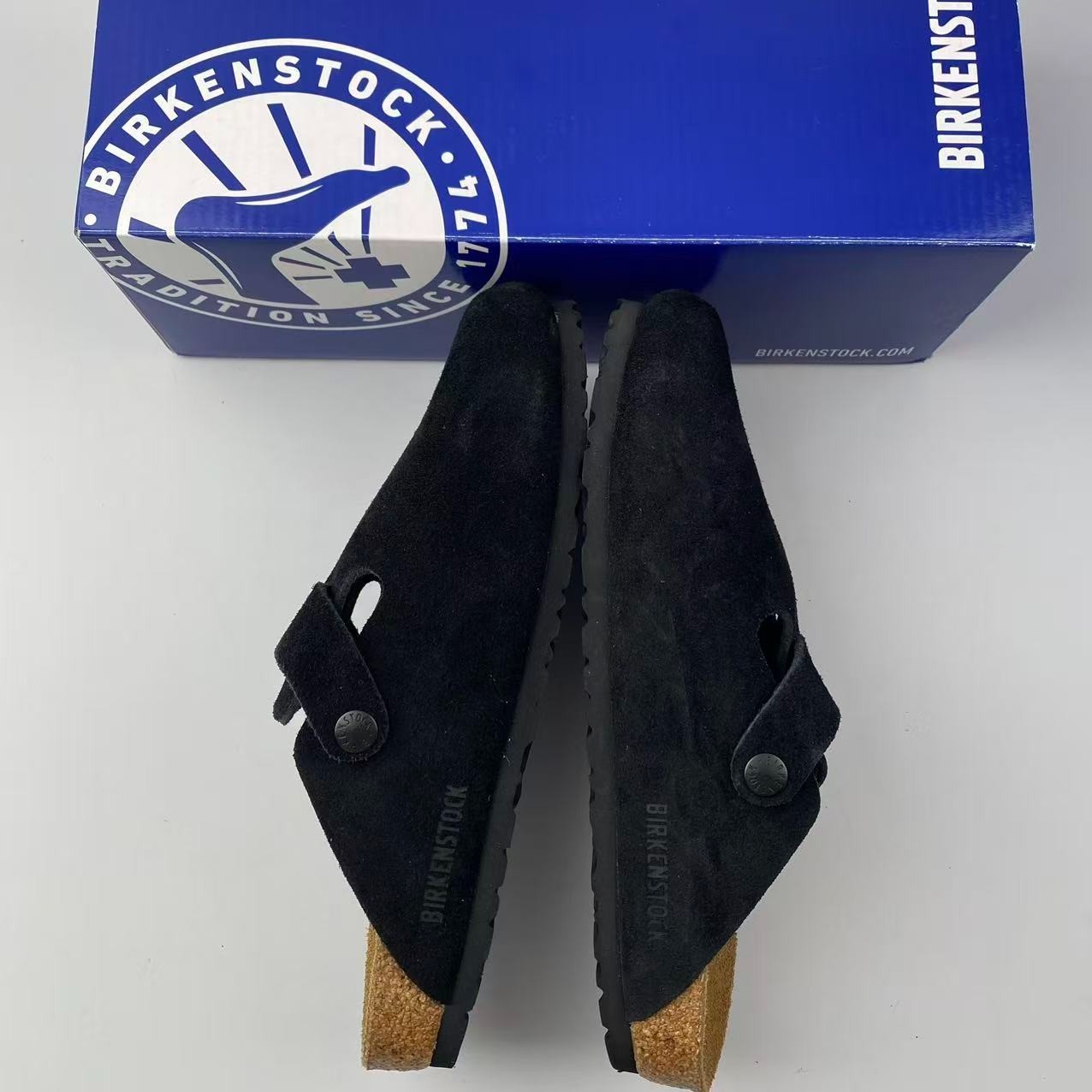 Birkenstock Boston Soft Footbed Black Suede Leather Unisex Shoes Clogs EU37-45