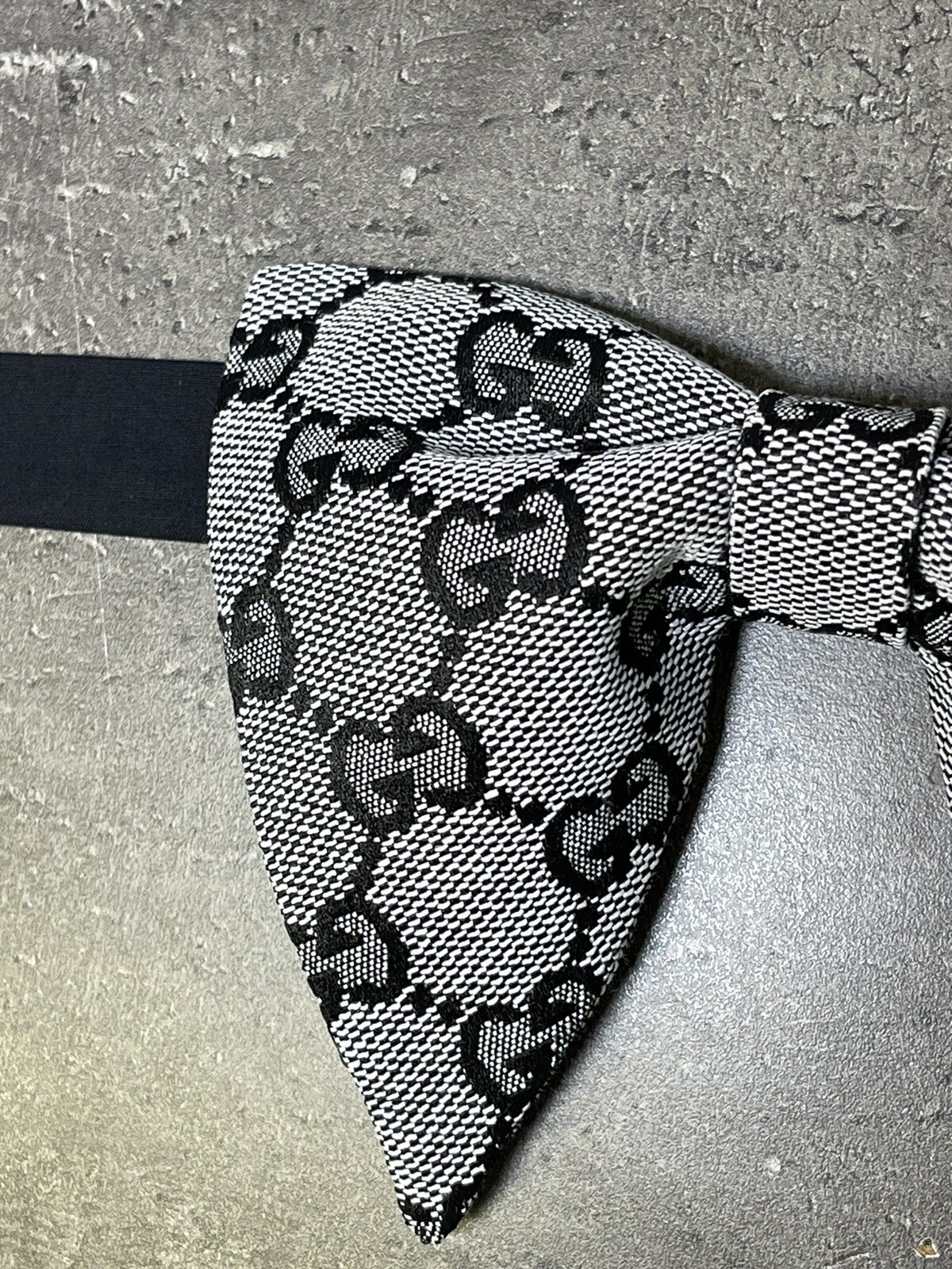 Vintage Style Bow Tie 70’s Black Monogram Butterfly