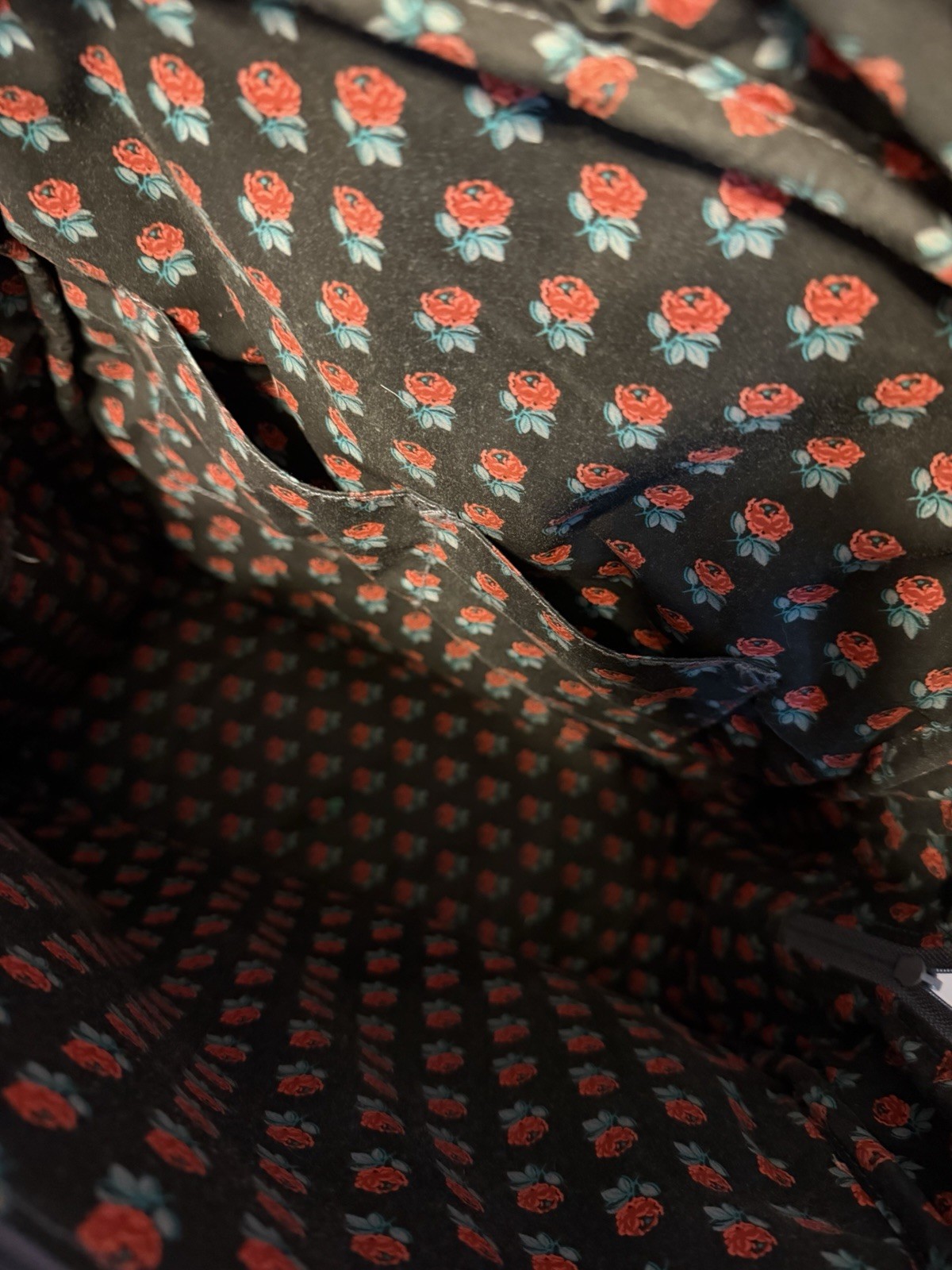 Vera Bradley Essentials Large Backpack Carbon Gray Quilted Rose Flower Lined EUC