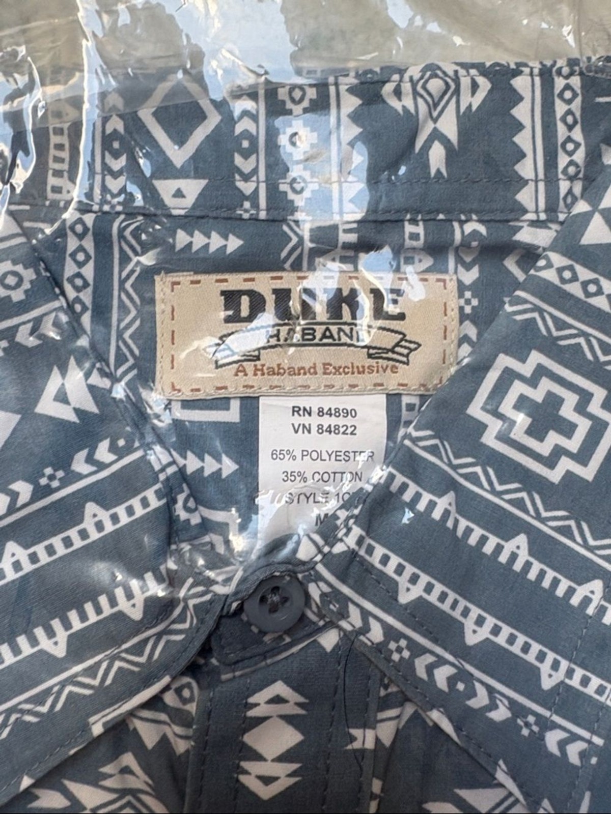 Durable Blue Aztec Print Button-Down Shirt by Dux