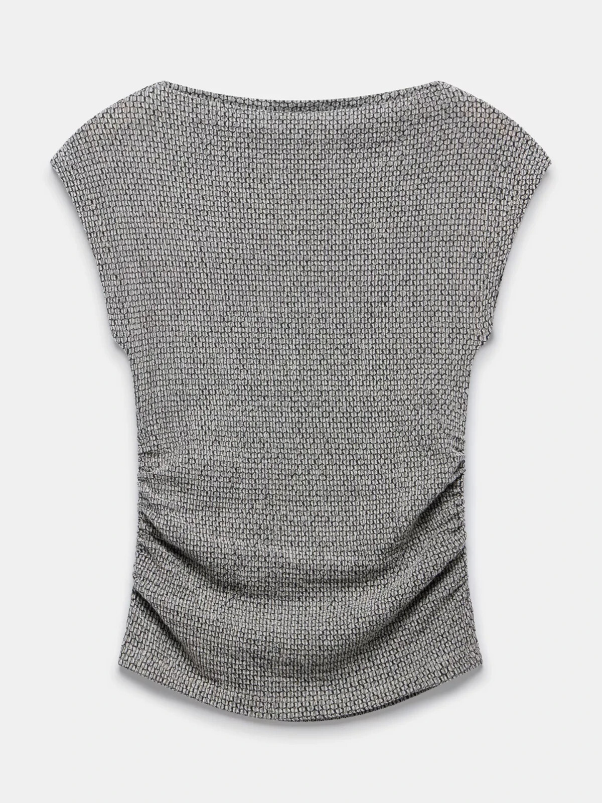 Mint Velvet Textured Cotton Blend Top Size M Natural Grey
