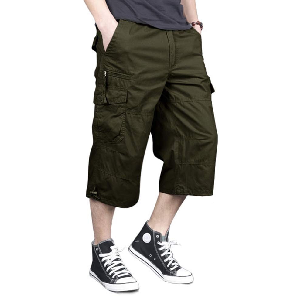 Men’s Capri Shorts Long Cargo Shorts Below Knee Shorts 3/4 Cotton Casual Shorts