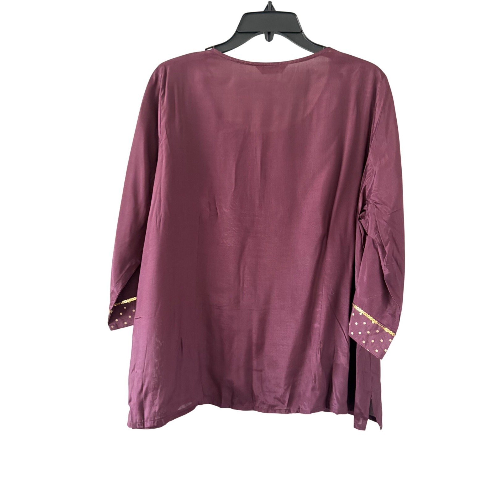 Aurelia blouse Sz XXL brown Kurta With Gold Embroidery Viscose Fabric