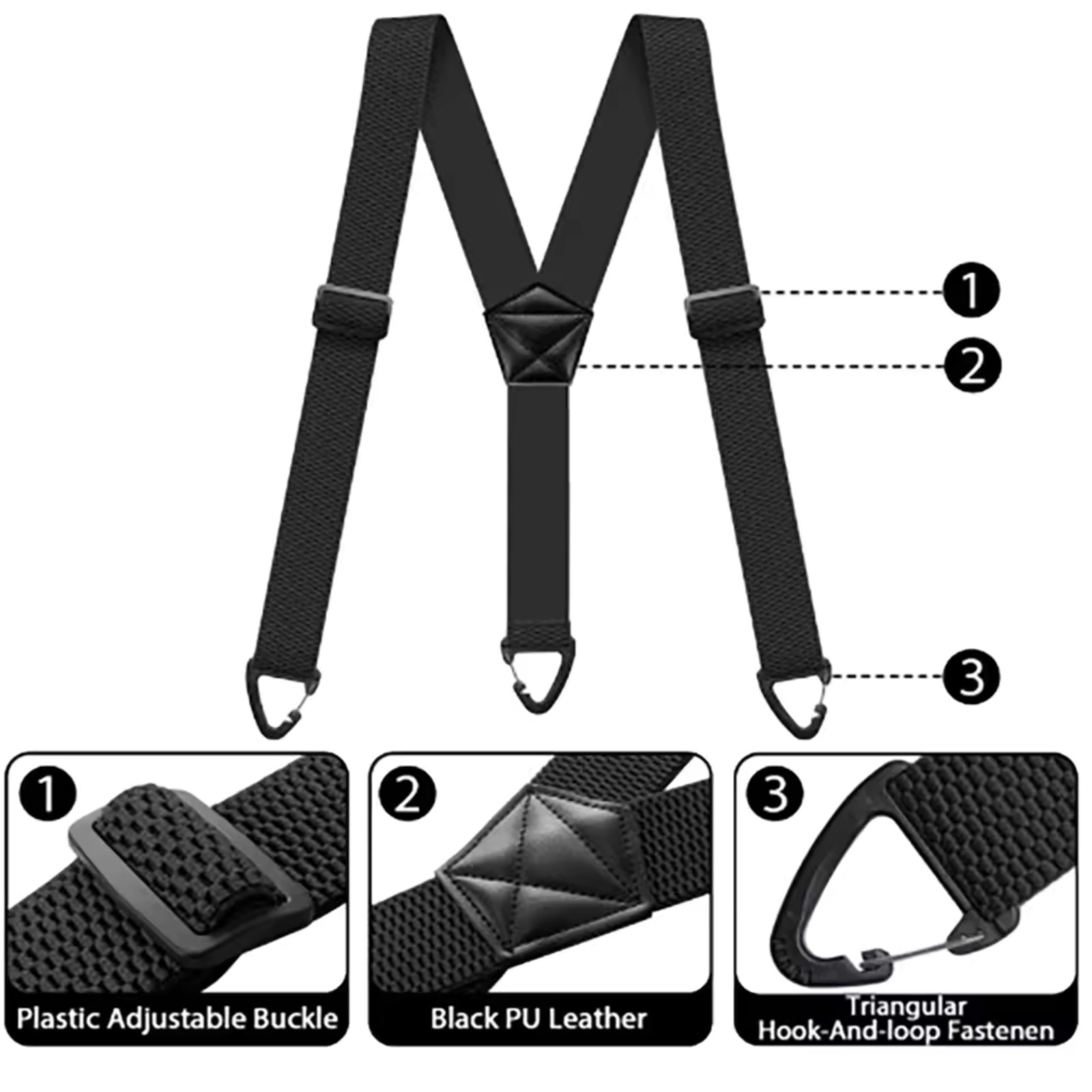 Heavy Duty Elastic Suspenders for Men Trouser Pants Braces Strap Work Belt