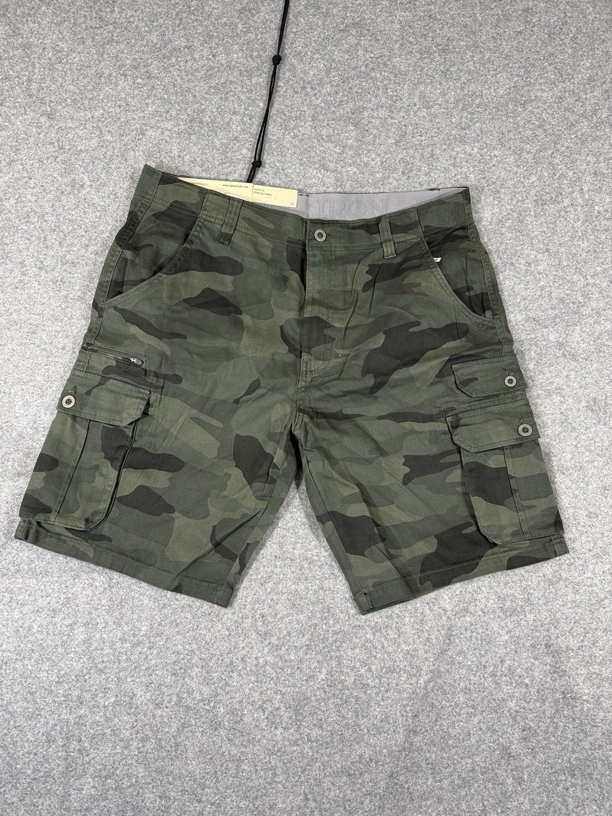 Iron Co Jungle Camo Cargo Shorts Men Size 36X10 Green Camouflage Stretch NWT