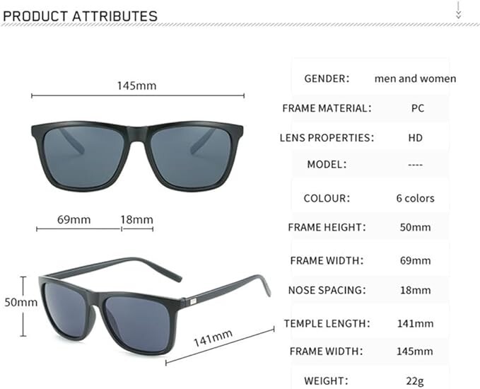 Unisex Sport Polarized Sunglasses Men Women Square Fishing Driving Glasses New