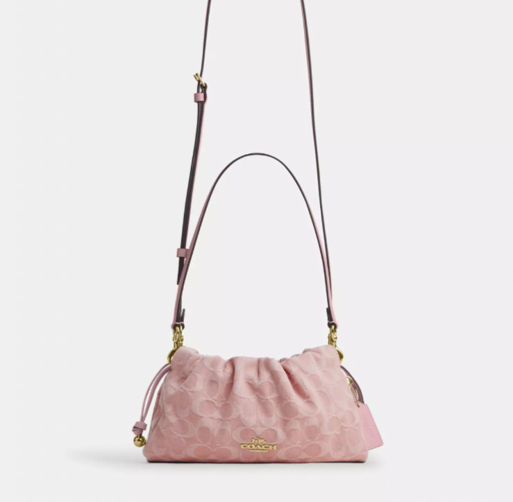 COACH Faye Shoulder Bag Signature Denim Light Pink CER68 IMNH1 Auth New