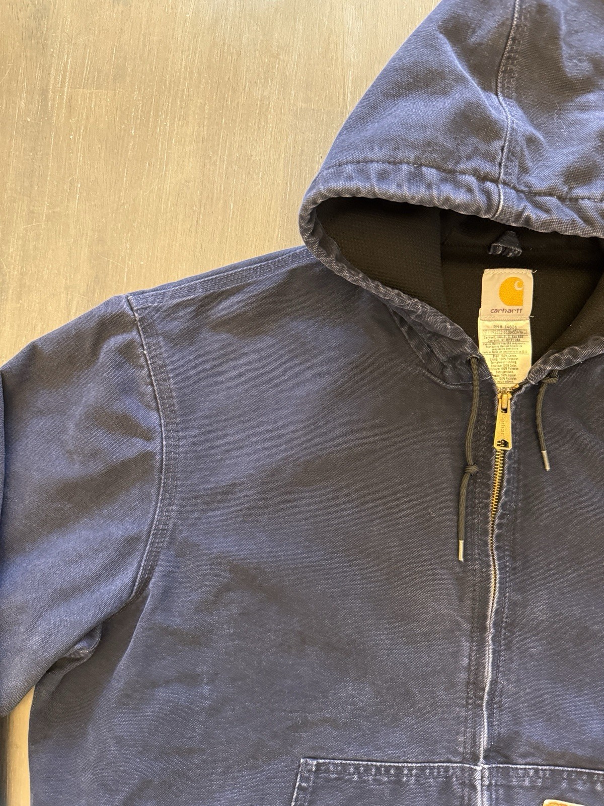 VTG Carhartt Jacket Mens XL Blue J25 Sandstone Gorpcore Workwear Hoodie Full Zip