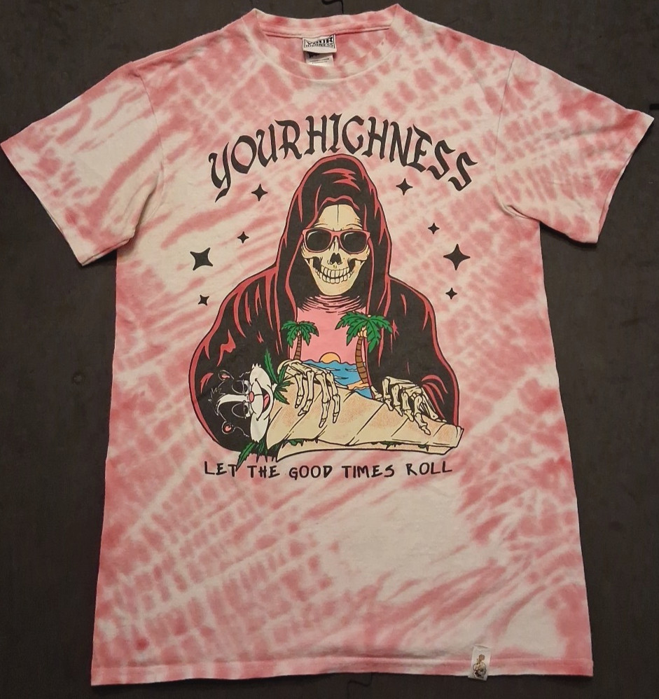 Unisex Small Your Highness Tie Dye Skeleton Skunk Roll Graphic T Shirt