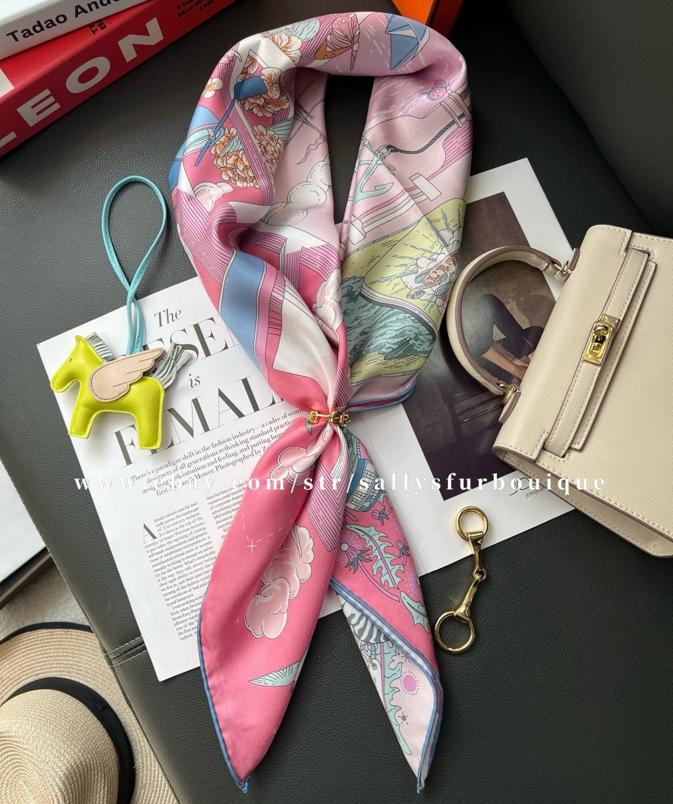 2026 Sallys Boutique 18 Momme Heavy Twill Silk Wrap Scarf Boats Print Shawl 35″