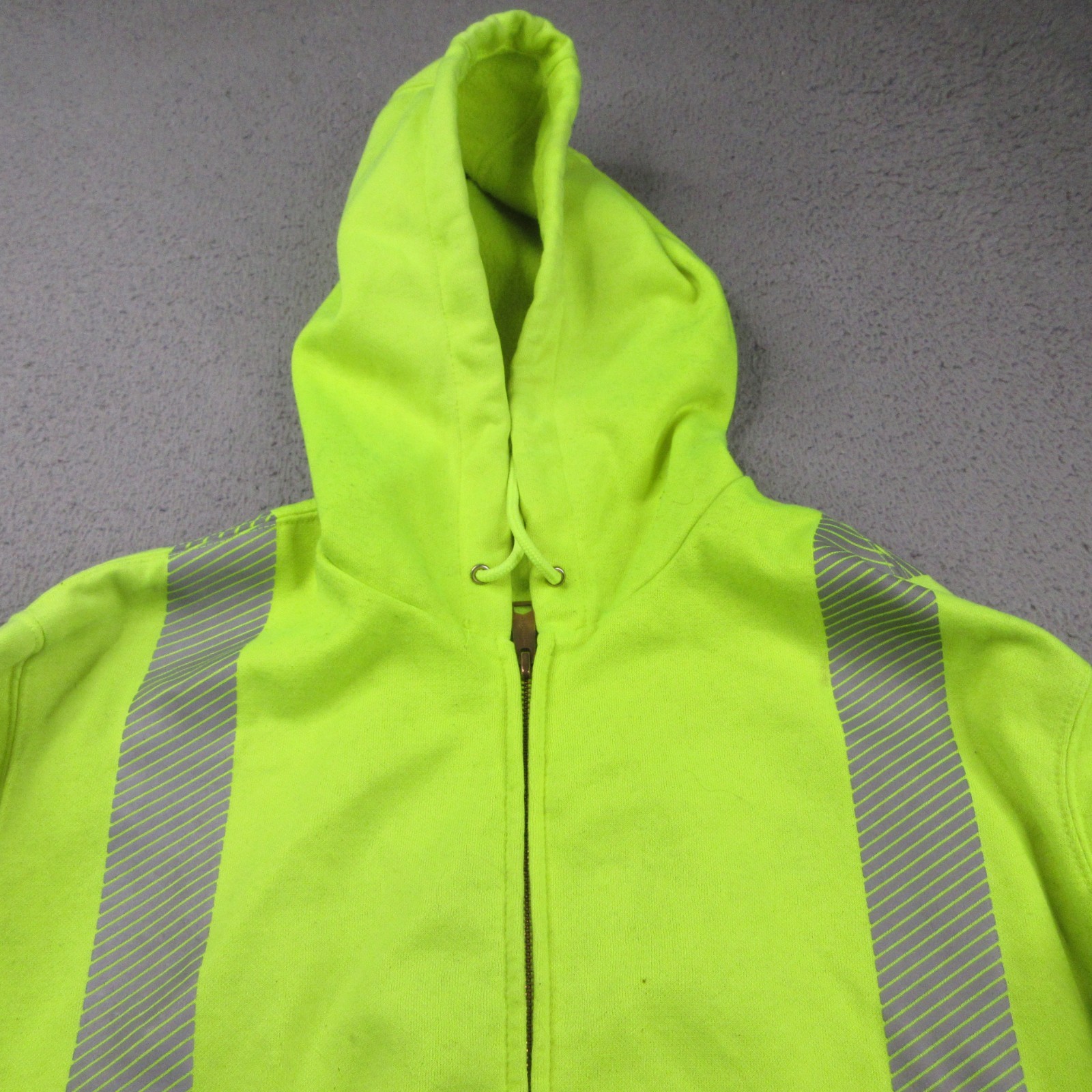 Carhartt Hi-Vis Hoodie Mens Large Yellow Fleece Full Zip Workwear