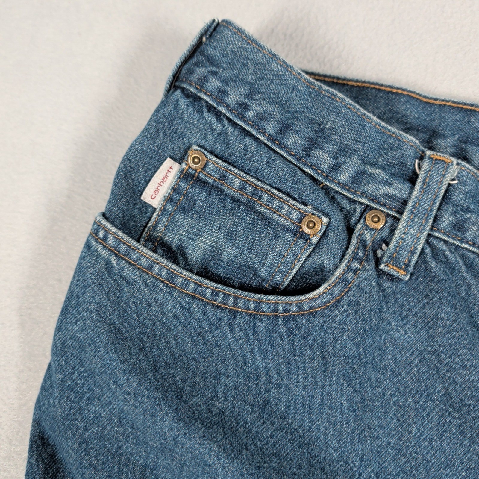 Carhartt Jeans Mens 48×28 Blue B460 DVB Relaxed Fit Workwear Denim Pants