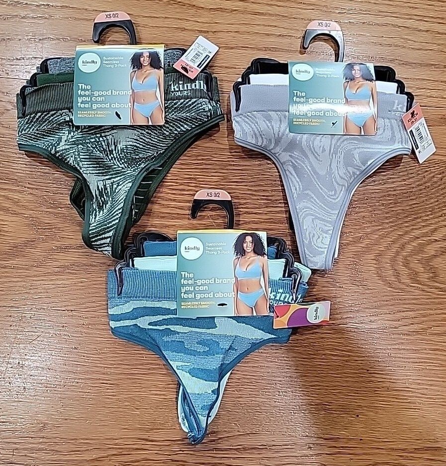 Kindly Yours Womens Sustainable Seamless Thong Panties 3Pk XS S M L XL 2XL 3XL