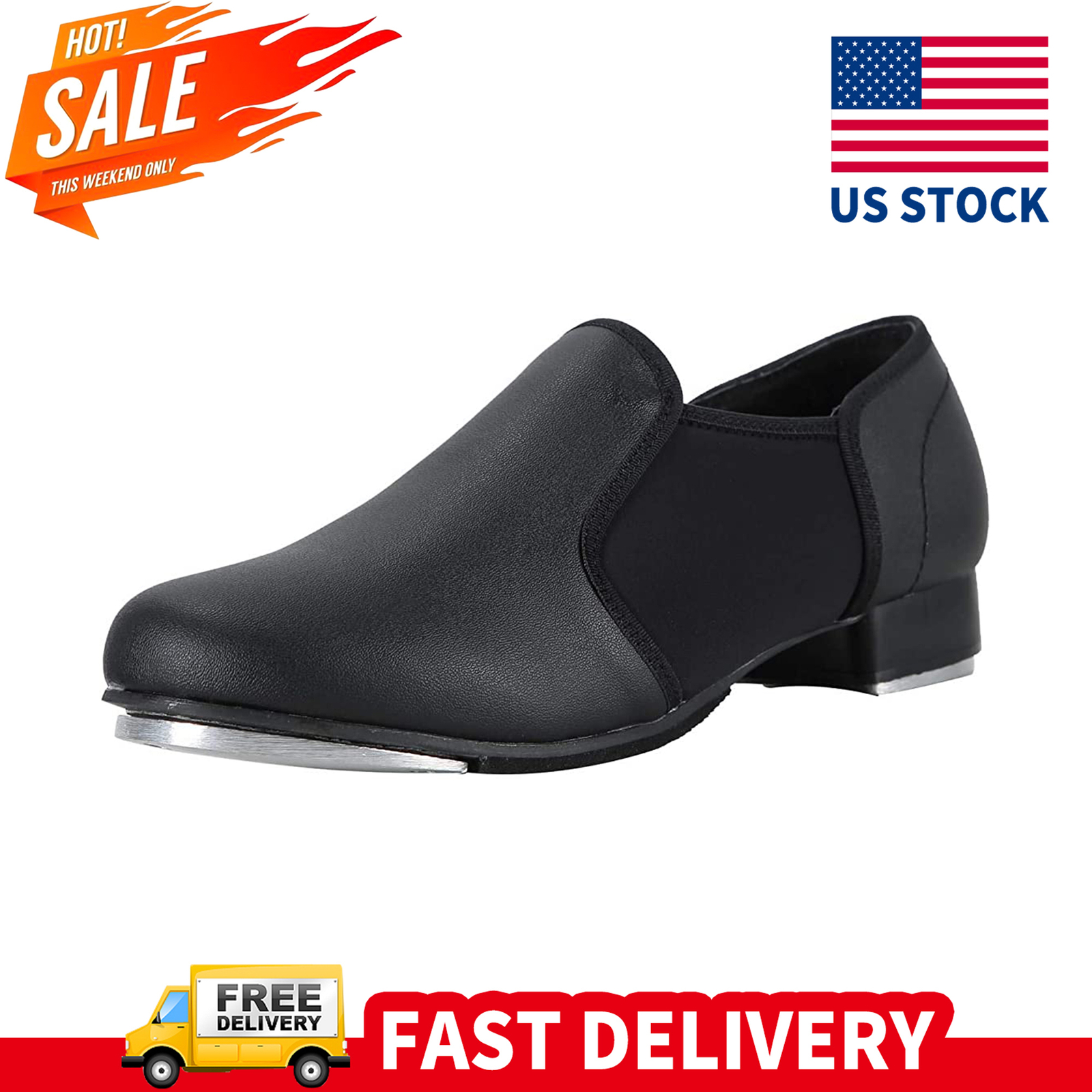 Linodes Unisex PU Leather Slip On Tap Shoe Dance Shoes for Women and Men’s Dance