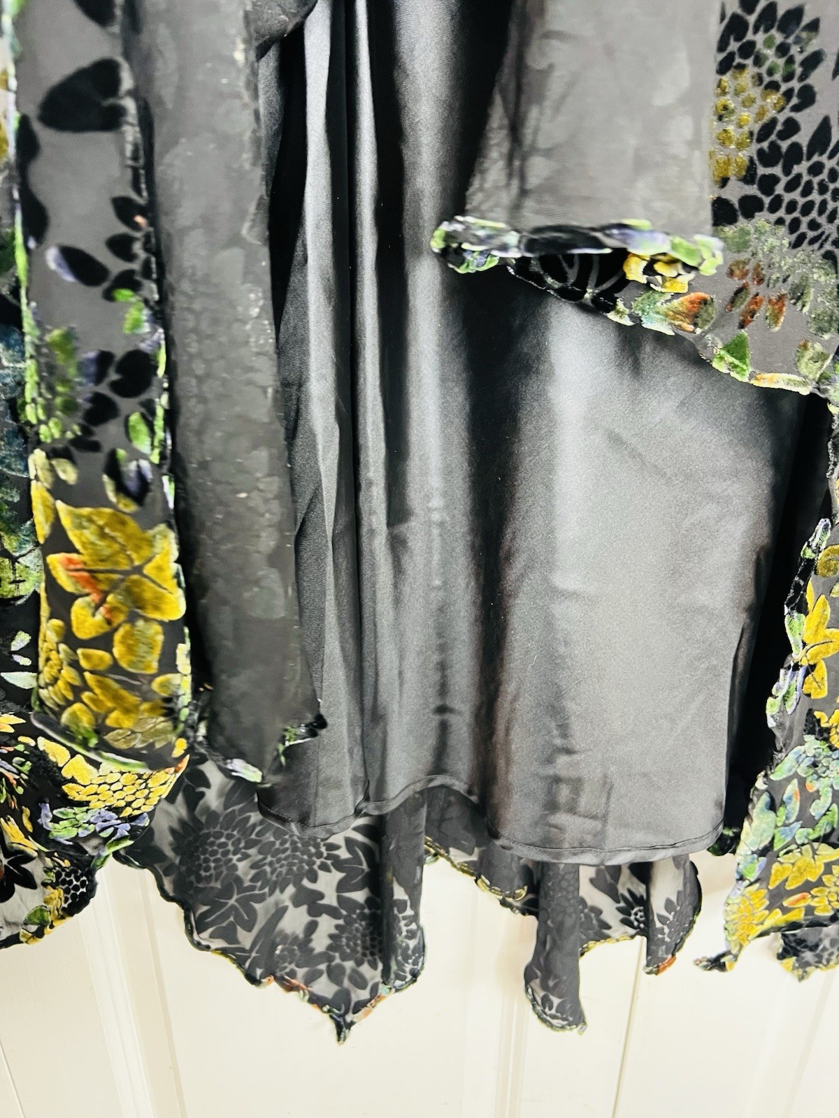Vtg Newport News Size 10 Maxi Long Dress Velvet Silk Burnout Mermaid Hem Gown